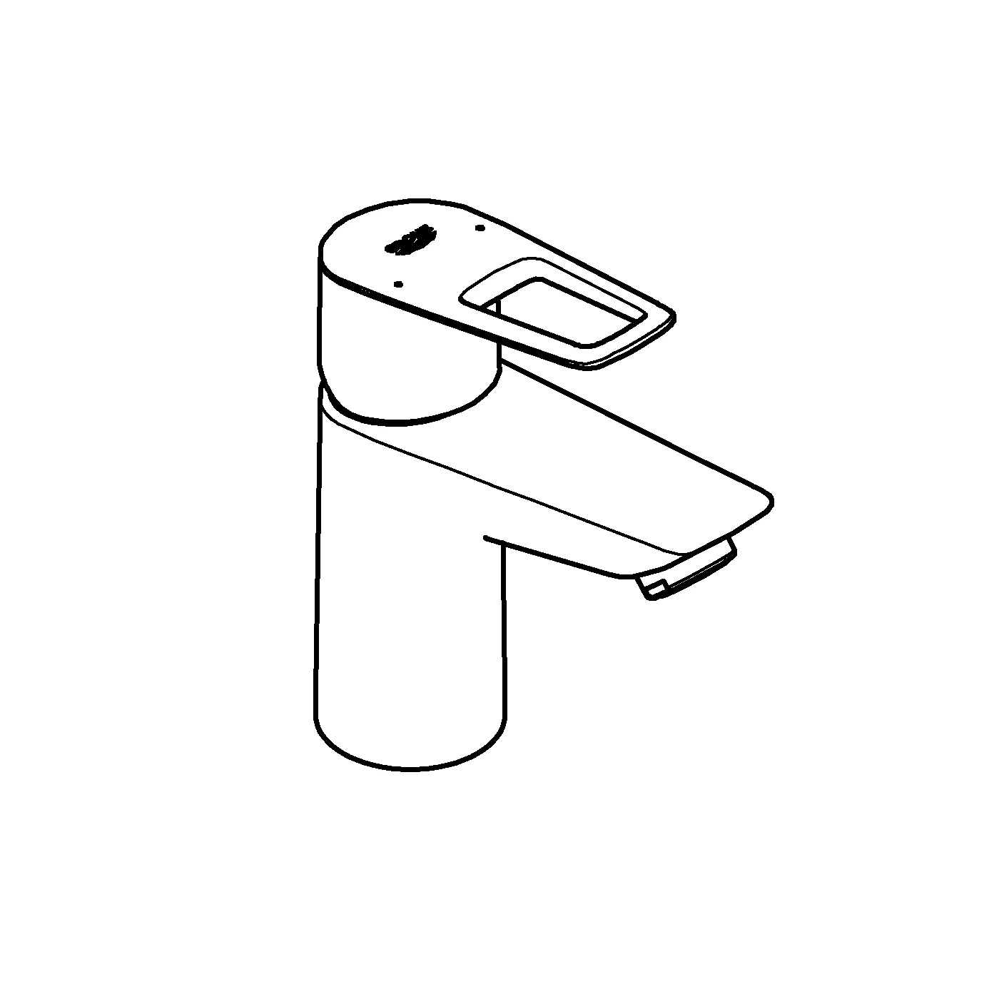 Einhand-Waschtischbatterie BauLoop 23879_1, S-Size, Einlochmontage, mit Temperaturbegrenzer, LowFlow 3,5 l/min Mousseur, glatter Körper, Push-open Ablaufgarnitur aus Kunststoff 1 1/4″, chrom