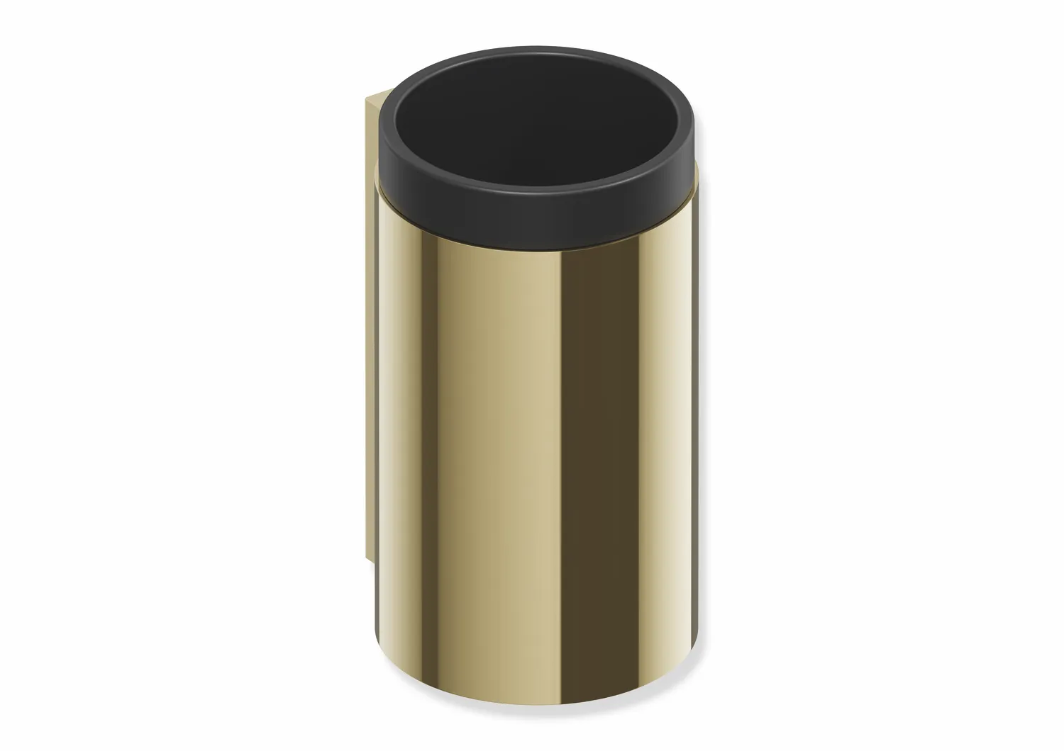 Becher mit Halter des Systems 162, Halter aus Edelstahl, PVD, Becher aus mattem Polyamid, schwarz, in Farbe CK (Messing glänzend) Becher mit Halter des Systems 162, Halter aus Edelstahl, PVD, Becher aus mattem Polyamid, schwarz, in Farbe CK (Messing glänzend)