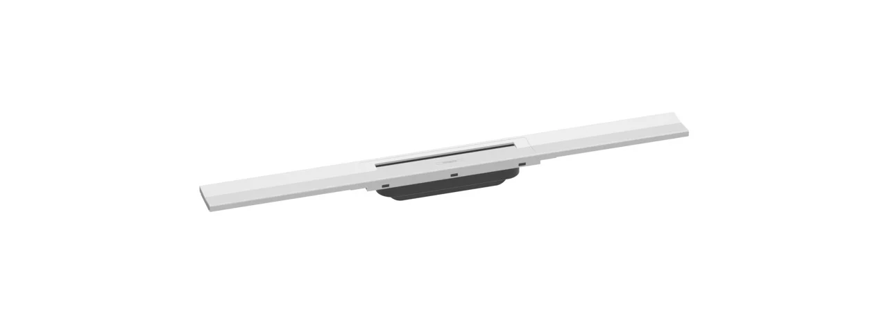 Hansgrohe RainDrain Flex Duschrinne 700 mm, Mattweiß, höhenverstellbar um 10 mm, zweiseitige Montage, bis zu 60 l/min Ablaufleistung