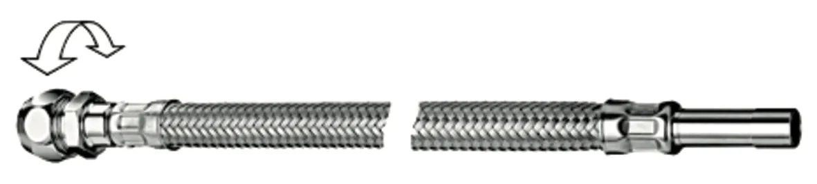 Schlauch Clean-Flex S, flexibel, 150 mm, Zugfeste Messing-Konus-Quetschverschraubung Ø 10 mm (DN 10 G 3/8 AG), Rohrstutzen Ø 10 mm