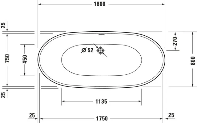 Duravit Badewanne „DuraVato“ freistehend oval 1800 × 800 mm in Weiß Duravit Badewanne „DuraVato“ freistehend oval 1800 × 800 mm in Weiß