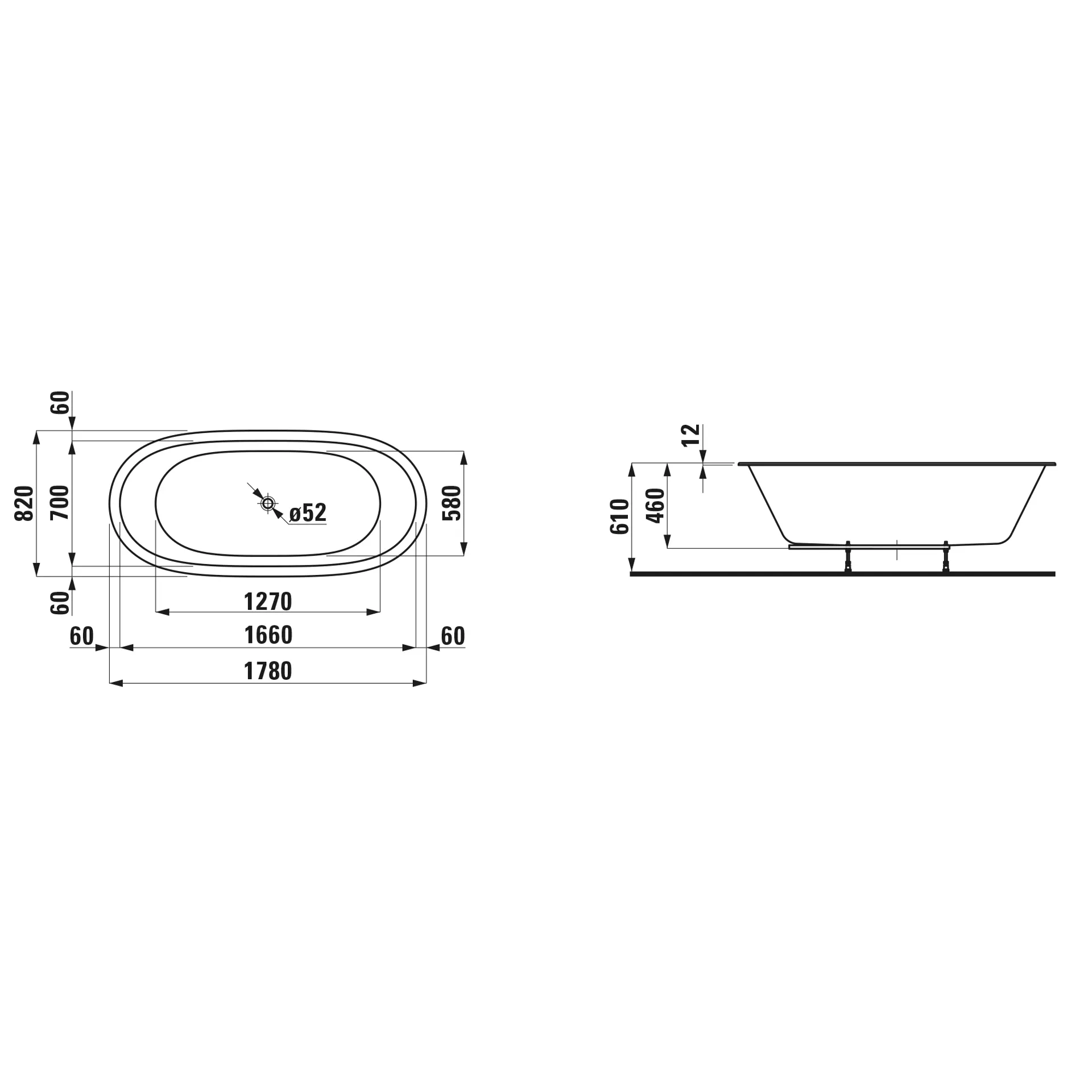 Laufen Badewanne „Ilbagnoalessi“ oval 1780 × 820 mm in Weiß Laufen Badewanne „Ilbagnoalessi“ oval 1780 × 820 mm in Weiß