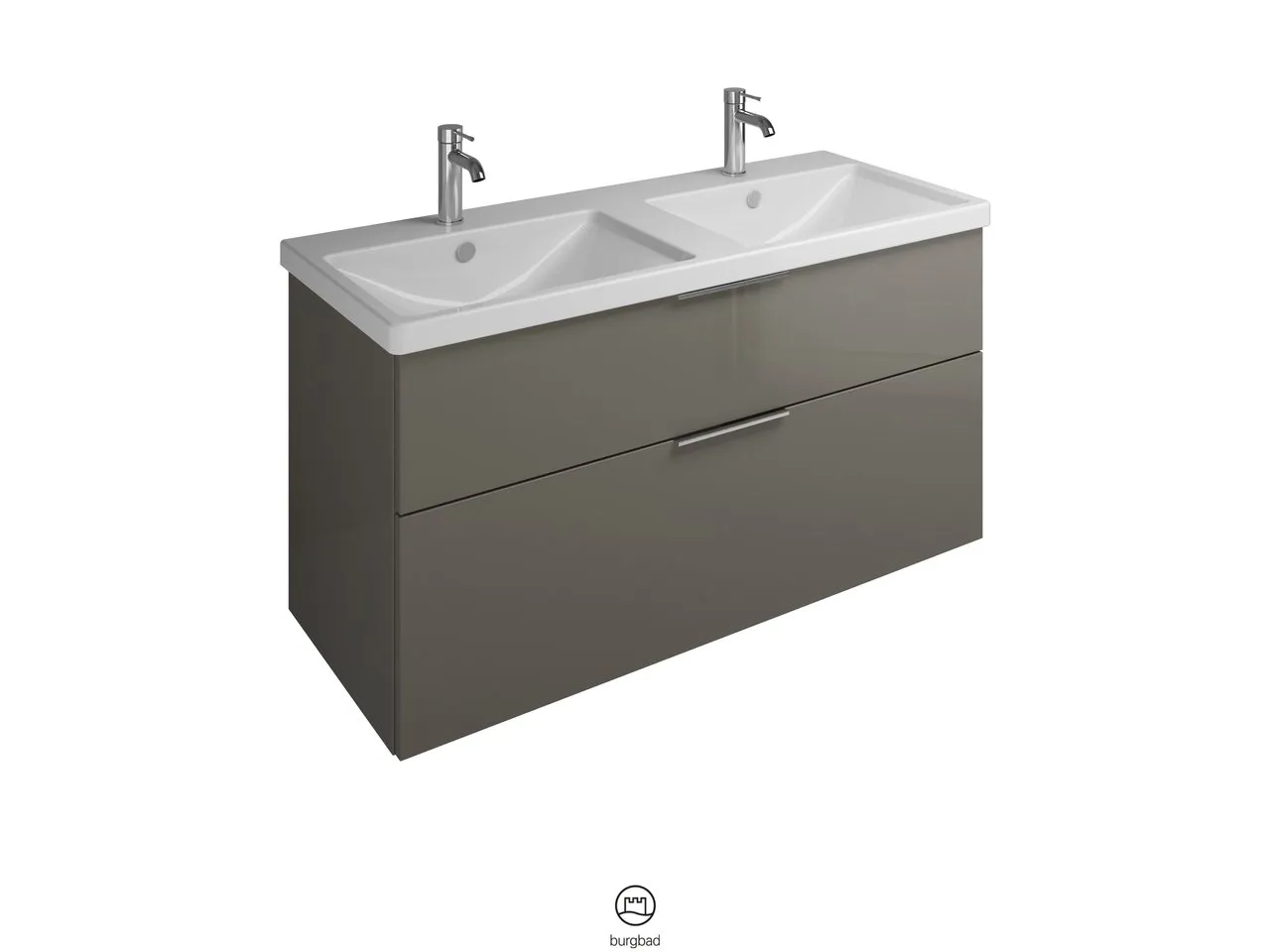 burgbad Badmöbelset Keramik-Waschtisch inkl. Waschtischunterschrank „Eqio“ 123 × 64,5 × 49 cm Stangengriff, Chrom (140 / 397 mm), in Eiche Dekor Klassik burgbad Badmöbelset Keramik-Waschtisch inkl. Waschtischunterschrank „Eqio“ 123 × 64,5 × 49 cm Stangengriff, Chrom (140 / 397 mm), in Eiche Dekor Klassik