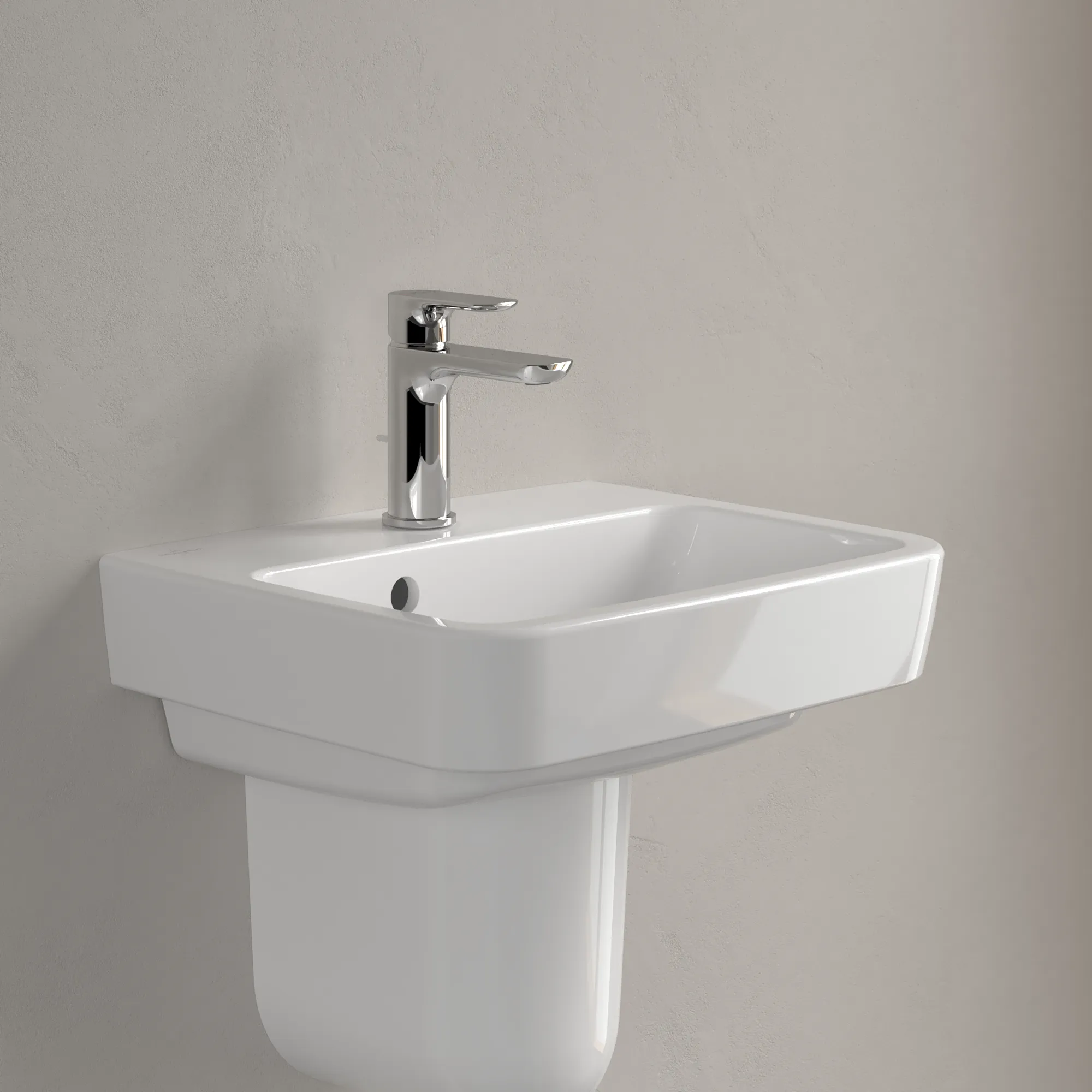 Villeroy & Boch Handwaschbecken „O.novo“ 450 × 370 × 160 mm, für Becken mittig, mit Hahnlochbohrung, Hahnlochposition mittig in Weiß Alpin Villeroy & Boch Handwaschbecken „O.novo“ 450 × 370 × 160 mm, für Becken mittig, mit Hahnlochbohrung, Hahnlochposition mittig in Weiß Alpin