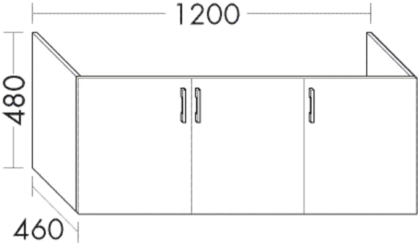 Burgbad Waschtischunterschrank Sys30, 120 cm breit, 48 cm hoch, 46 cm tief, 3 Türen mit sanft schließendem Türdämpfungssystem