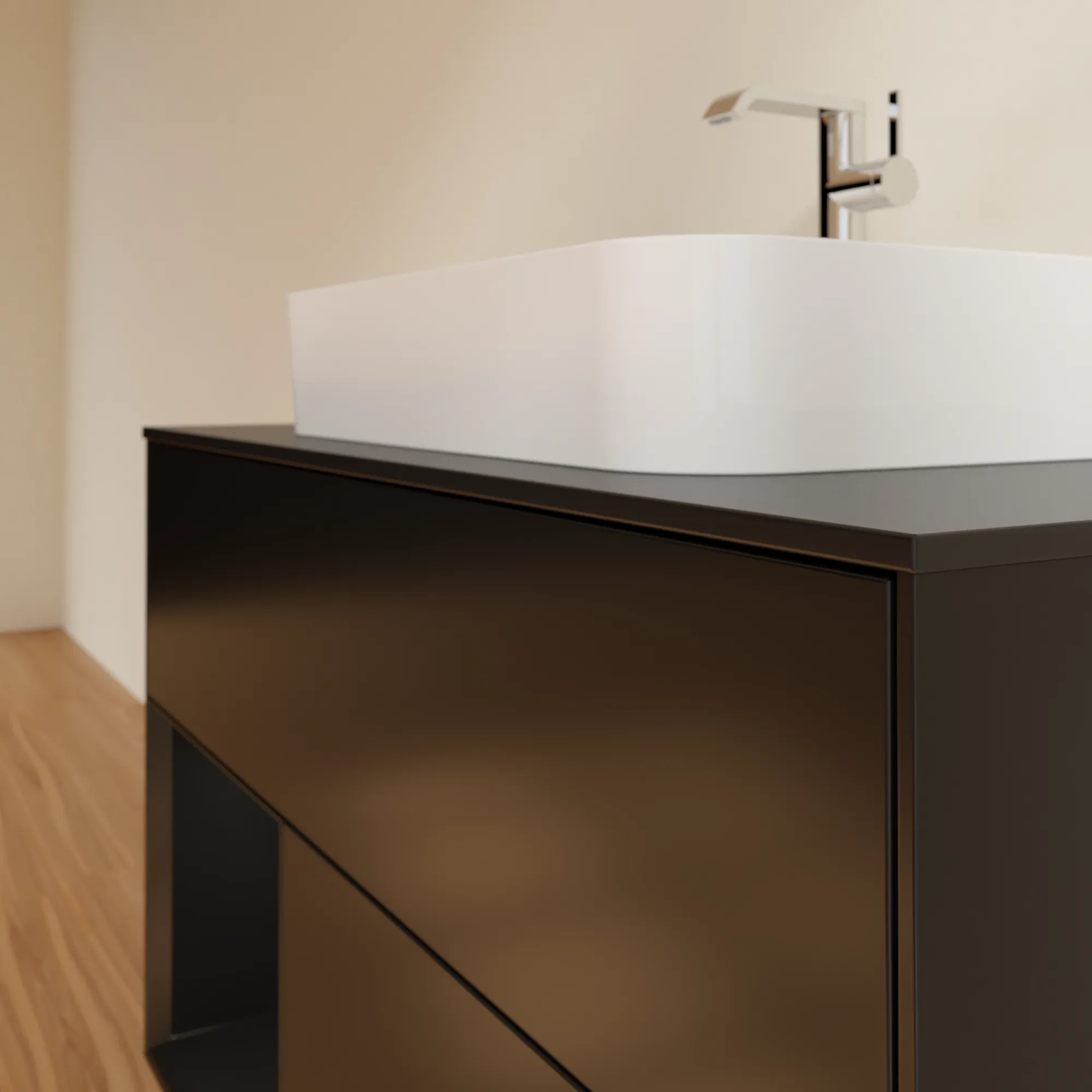 Villeroy & Boch Waschbeckenunterschrank Finion G36, 1000x603x501 mm, Black Matt Lacquer, mit Beleuchtung und SoftClosing