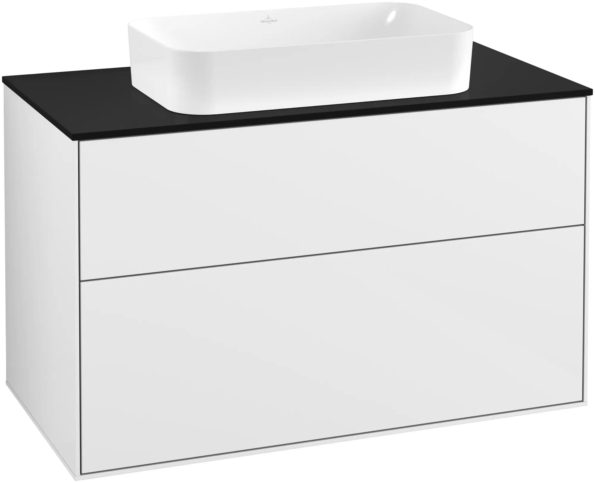 Villeroy & Boch Finion Waschbeckenunterschrank F23 1000x603x501mm Glossy White Lacquer / Glass Black Matt