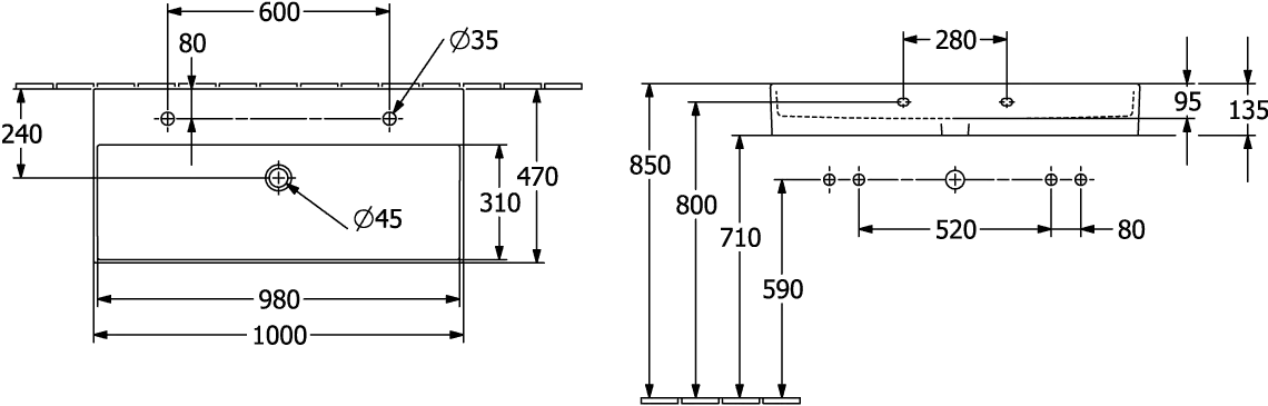 Villeroy & Boch Memento 2.0 Waschbecken TitanCeram 1000x470mm Rechteck Weiß Alpin Villeroy & Boch Memento 2.0 Waschbecken TitanCeram 1000x470mm Rechteck Weiß Alpin