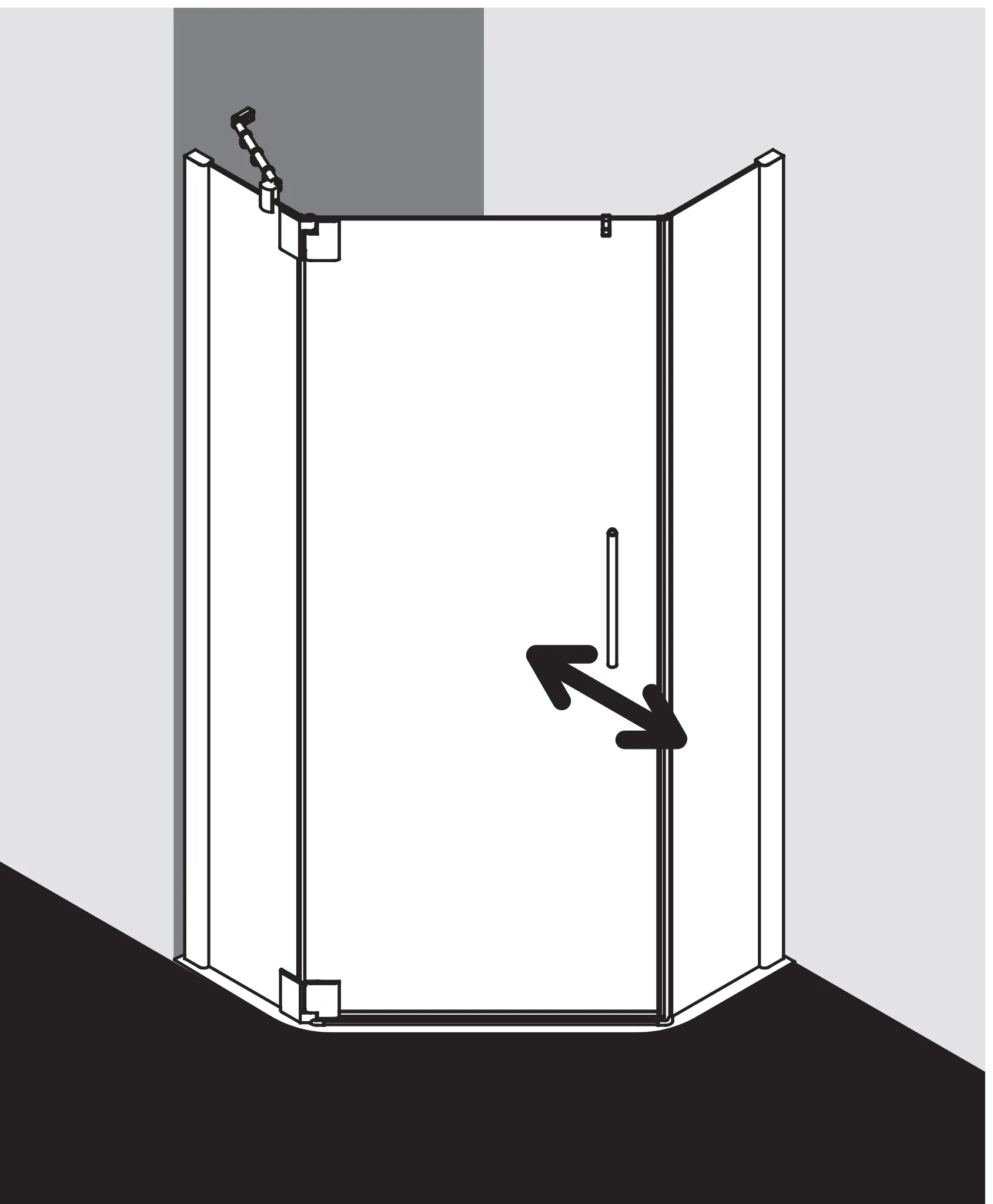 Kermi Duschdesign Fünfeck-Duschkabine mit Pendeltür rechts mit Festfeldern für gleichschenklige Wannen „PASA XP“ Glas SR Opaco, Profile Silber Hochglanz, BV: 970 - 1000 mm GAK: 955 - 985 mm WE: 980 - 1010 mm H: 1850 mm Kermi Duschdesign Fünfeck-Duschkabine mit Pendeltür rechts mit Festfeldern für gleichschenklige Wannen „PASA XP“ Glas SR Opaco, Profile Silber Hochglanz, BV: 970 - 1000 mm GAK: 955 - 985 mm WE: 980 - 1010 mm H: 1850 mm