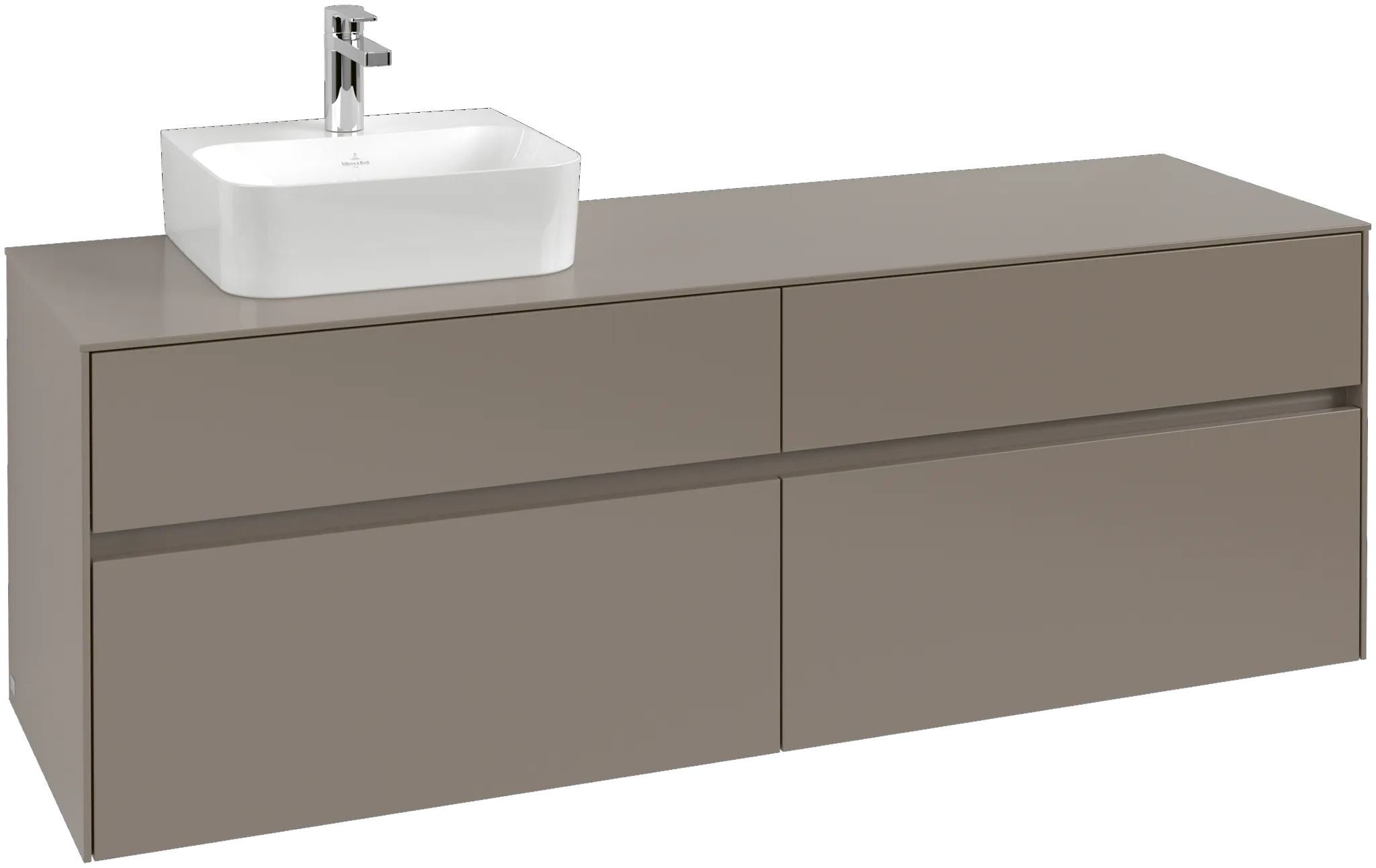 Villeroy & Boch Waschtischunterschrank „Collaro“ 1600 × 548 × 500 mm Soft Green, mit Beleuchtung, für Becken links Villeroy & Boch Waschtischunterschrank „Collaro“ 1600 × 548 × 500 mm Soft Green, mit Beleuchtung, für Becken links