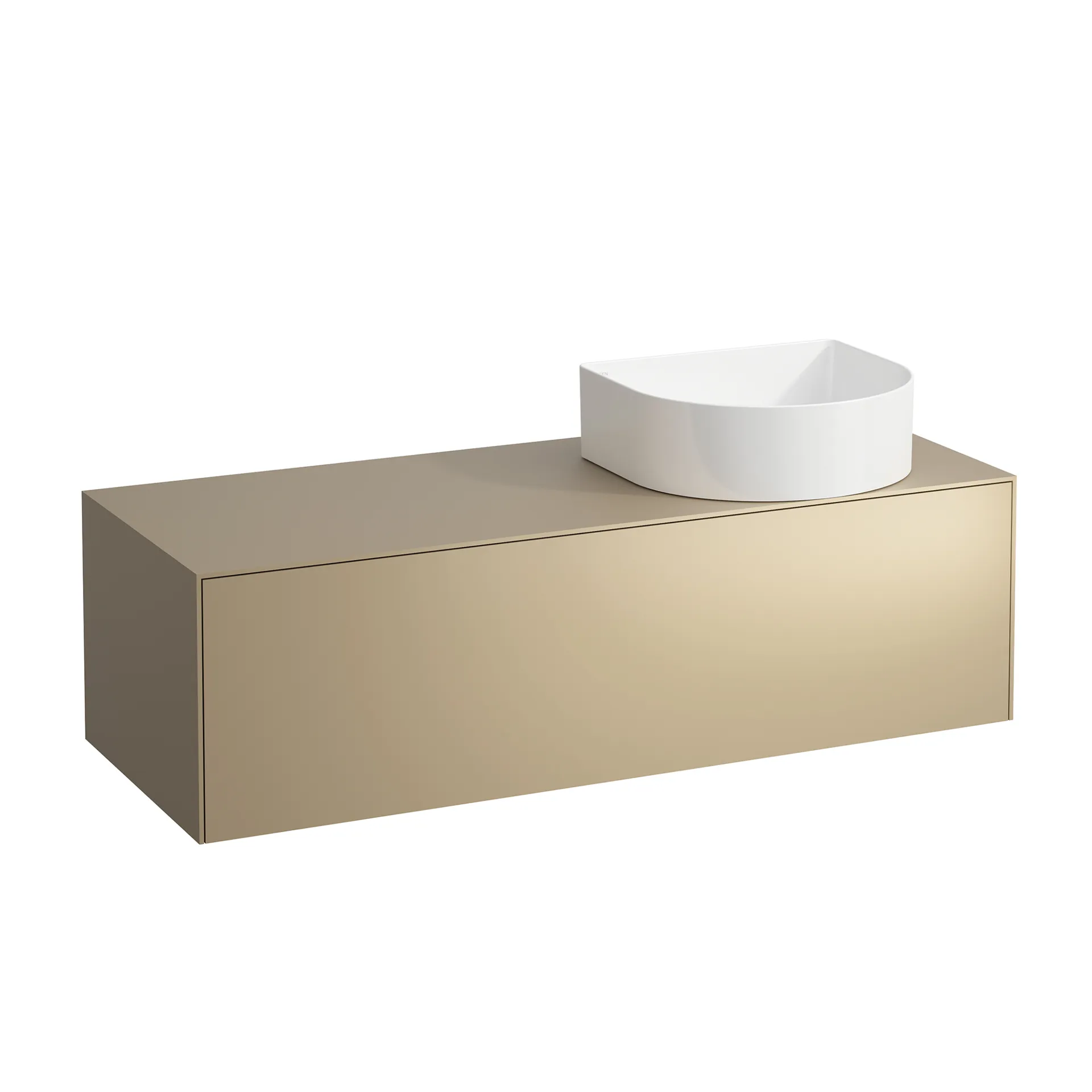 Laufen Waschtischunterbau „SONAR“ 1177 × 341 × 457 mm Gold, ohne Hahnlochbohrung, rechts