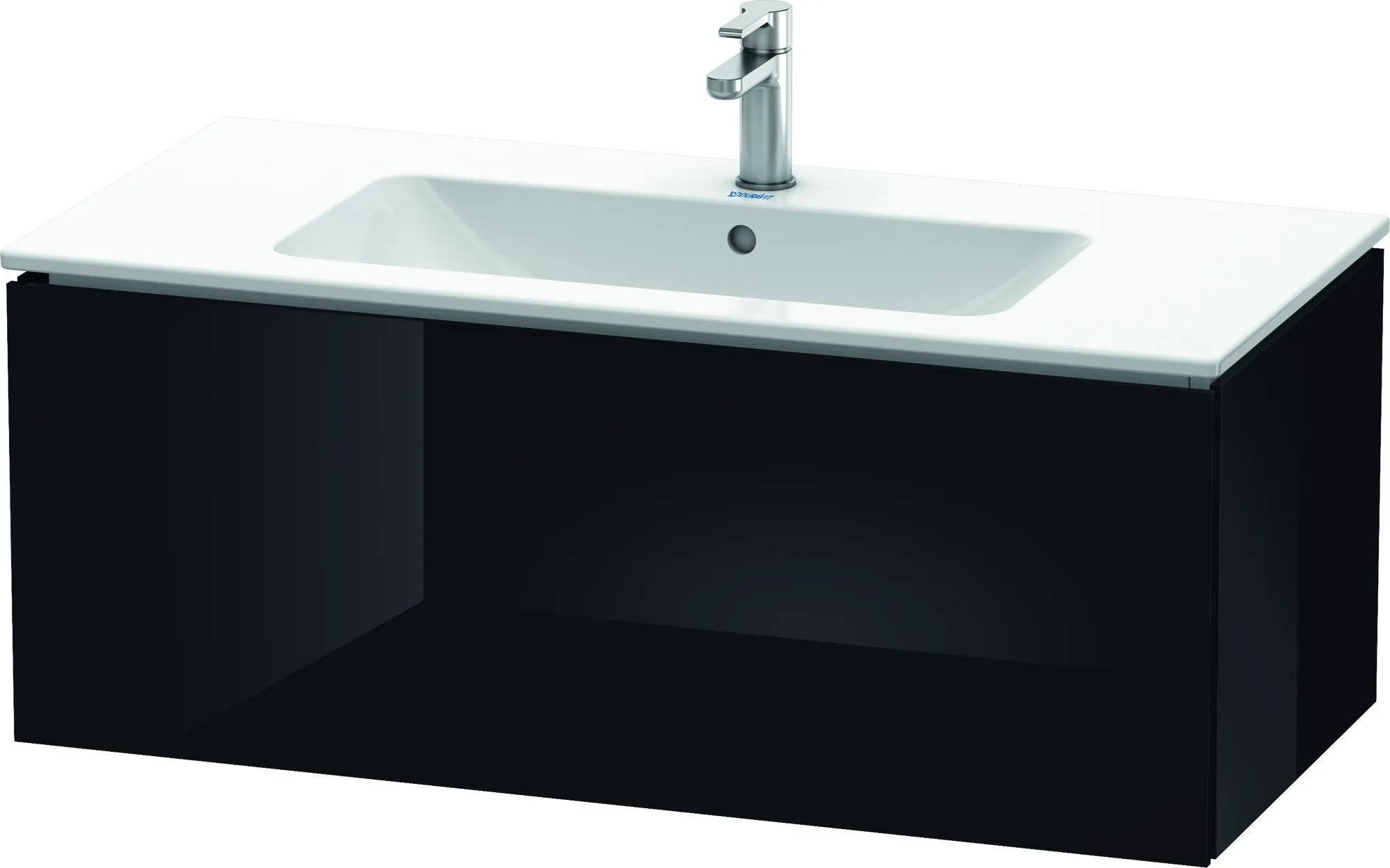 Duravit Waschtischunterschrank wandhängend „L-Cube“ 102 × 40 × 48,1 cm Schwarz Hochglanz