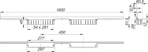Duschrinne CeraWall Individual Duo, 1600 mm