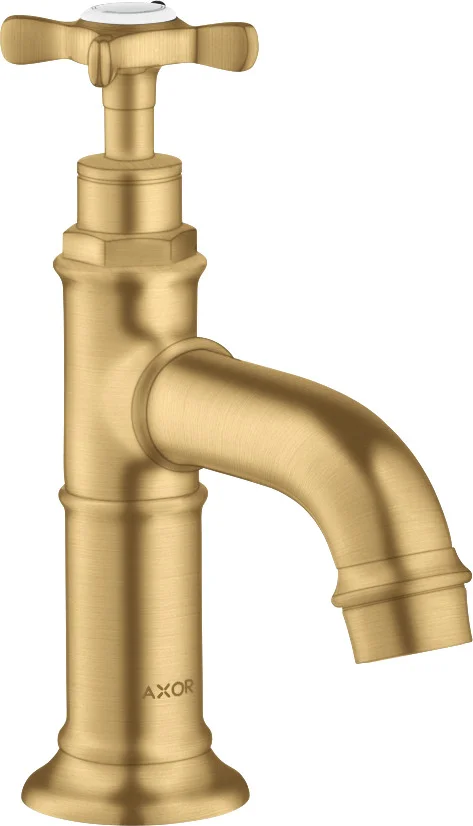 Hansgrohe AXOR Montreux Standventil kurz Brushed Gold Optic, Ausladung 104 mm, Auslaufhöhe 52.0 mm, Normalstrahl, G 3/8 Anschlussschlauch, DN15, Kreuzgriff, ComfortZone 50