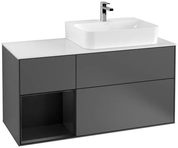 Villeroy & Boch Waschtischunterschrank „Finion“ für Schrankwaschtisch 1200 × 603 × 501 mm Anthracite Matt Lacquer, für Becken rechts Villeroy & Boch Waschtischunterschrank „Finion“ für Schrankwaschtisch 1200 × 603 × 501 mm Anthracite Matt Lacquer, für Becken rechts