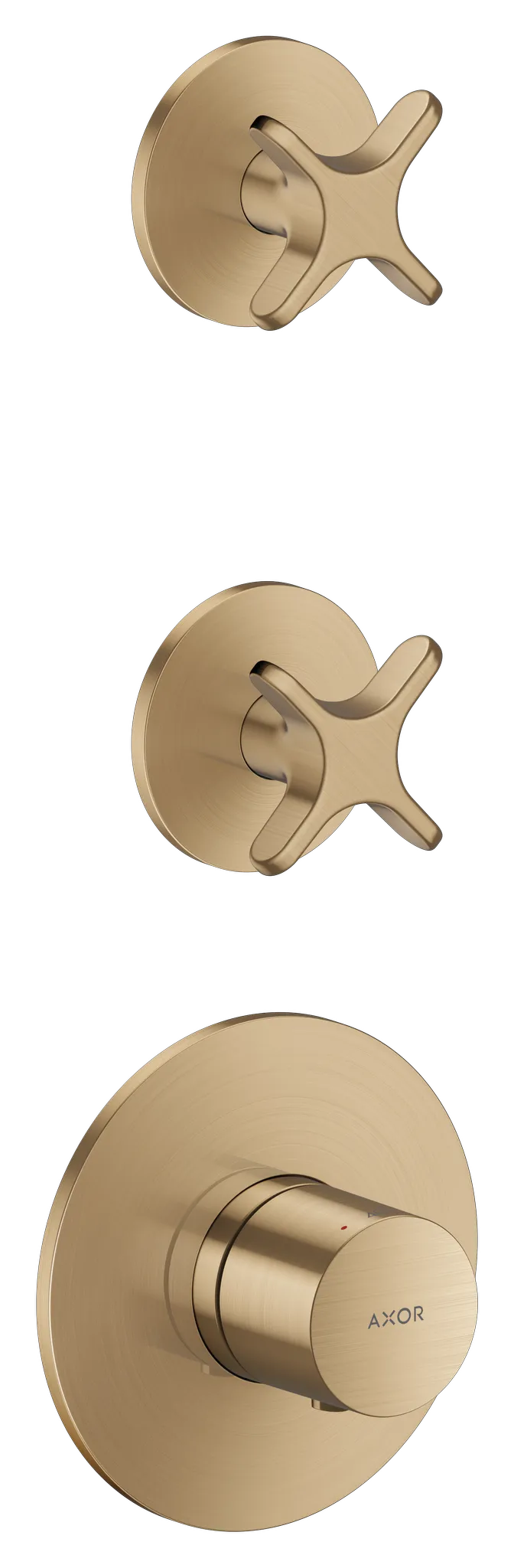 Hansgrohe AXOR One Thermostatmodul Unterputz für 2 Verbraucher mit Kreuzgriff Brushed Bronze