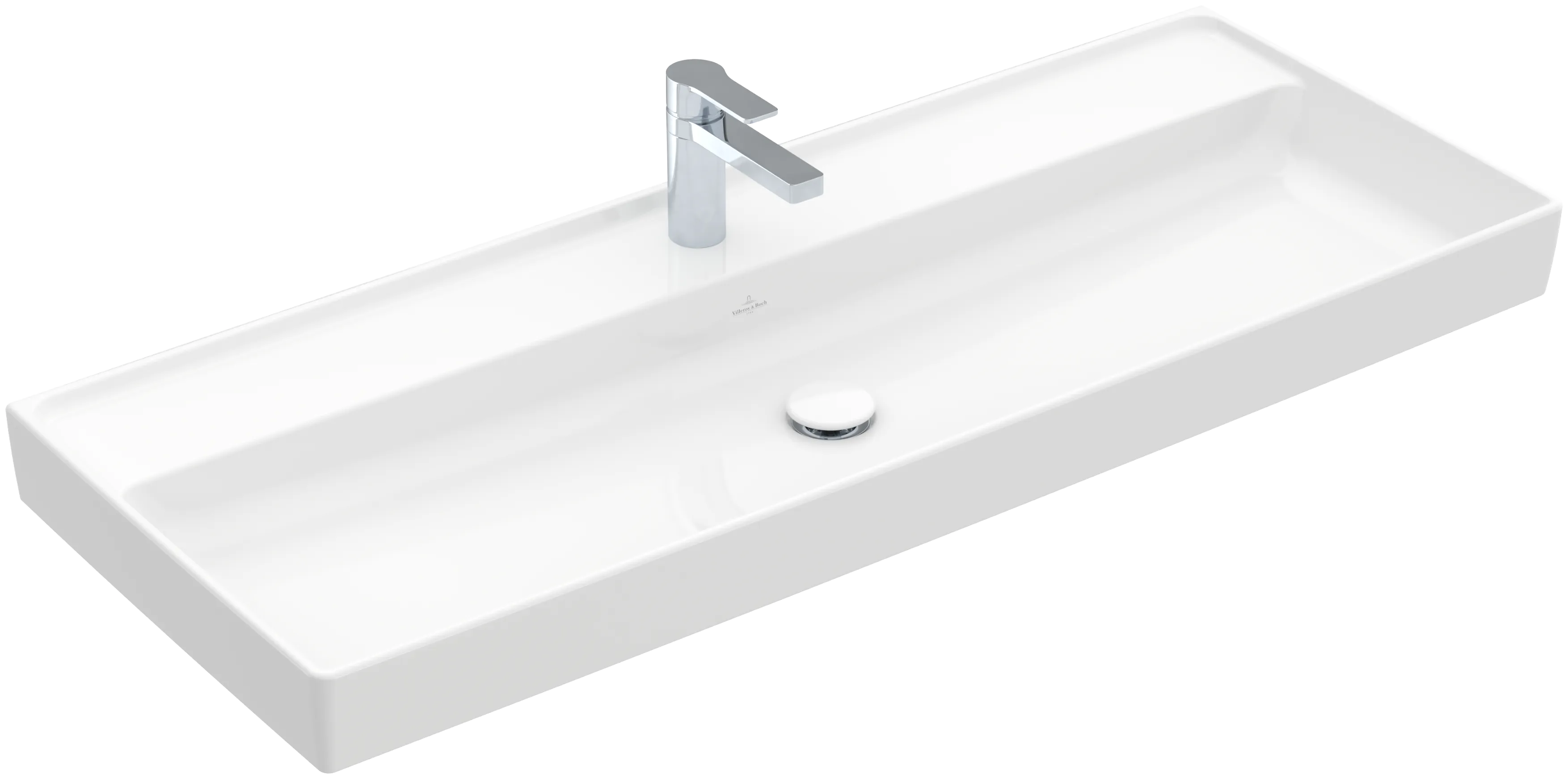 Villeroy & Boch Schrankwaschtisch aus TitanCeram „Collaro“ 1200 × 470 × 160 mm, mit Hahnlochbohrung, Hahnlochposition mittig in Weiß Alpin Villeroy & Boch Schrankwaschtisch aus TitanCeram „Collaro“ 1200 × 470 × 160 mm, mit Hahnlochbohrung, Hahnlochposition mittig in Weiß Alpin