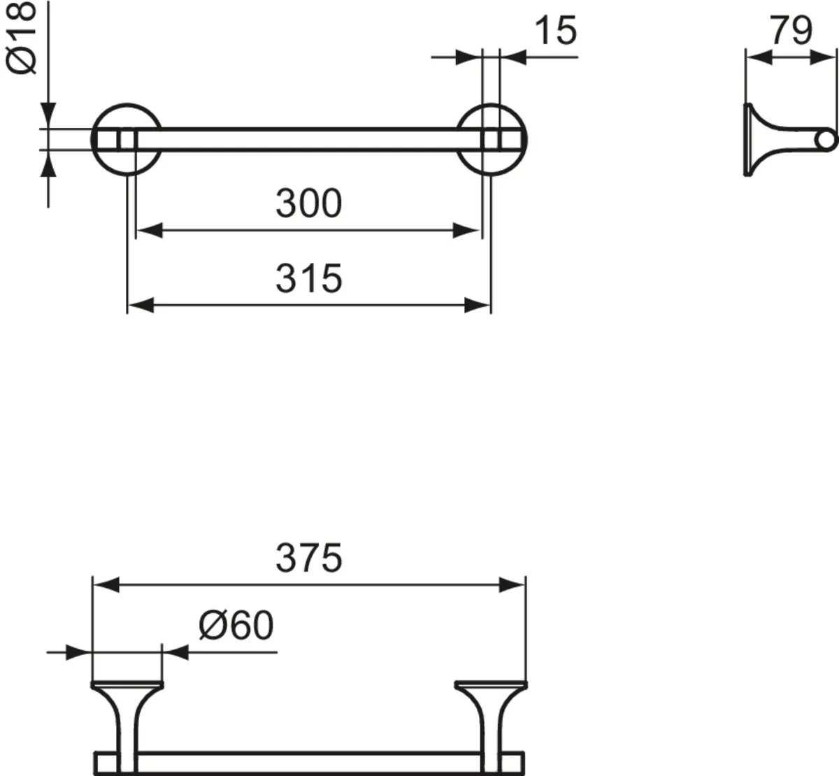Handtuchhalter La Dolce Vita 375 mm Brushed Gold Handtuchhalter La Dolce Vita 375 mm Brushed Gold