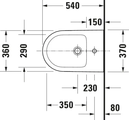 Duravit Wand-Bidet „D-Neo“, Befestigung sichtbar 37 × 54 × 27 cm