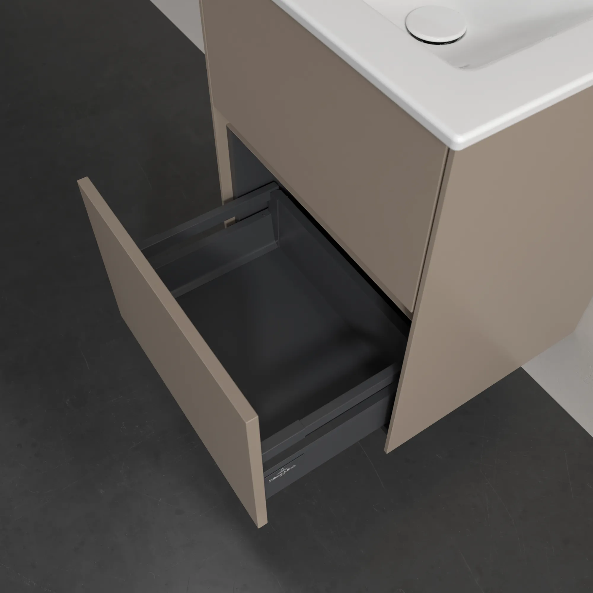 Villeroy & Boch Waschtischunterschrank „Collaro“ 472 × 610 × 404 mm Taupe, ohne Beleuchtung, für Becken mittig
