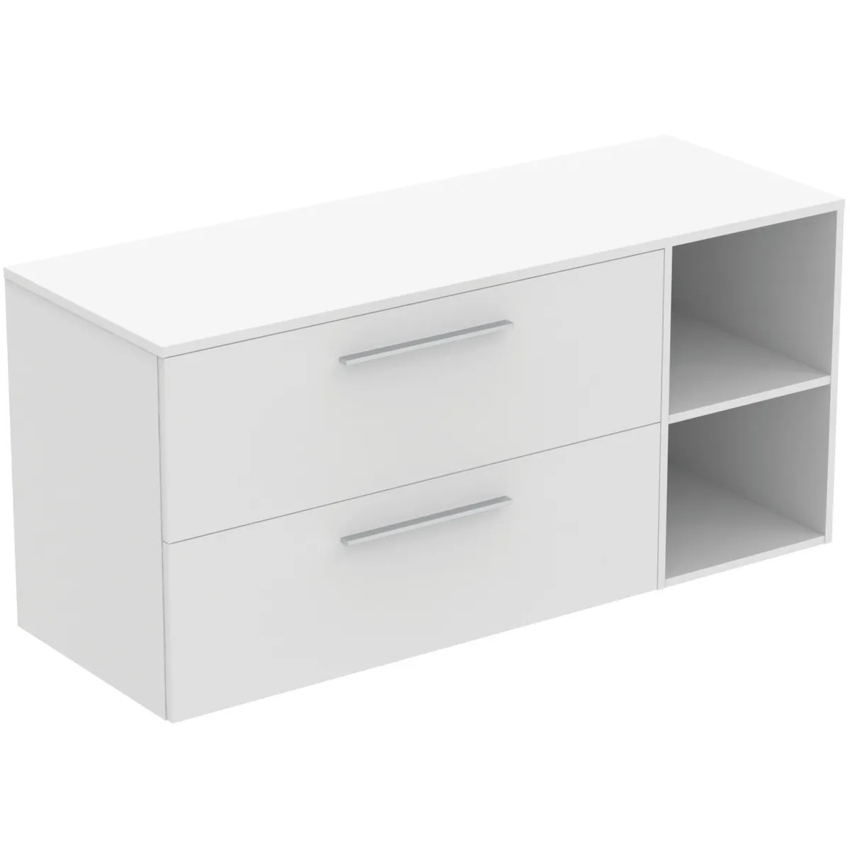 Möbel-Set 140cm i.life B 2 Auszüge 2 offene Fächer Griff Chrom Weiß matt Möbel-Set 140cm i.life B 2 Auszüge 2 offene Fächer Griff Chrom Weiß matt