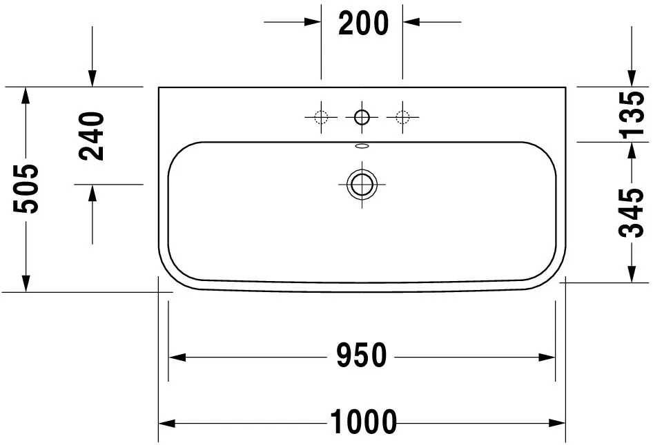 Wandwaschtisch „Happy D.2“, mit Überlauf, Hahnlochposition mittig Wandwaschtisch „Happy D.2“, mit Überlauf, Hahnlochposition mittig