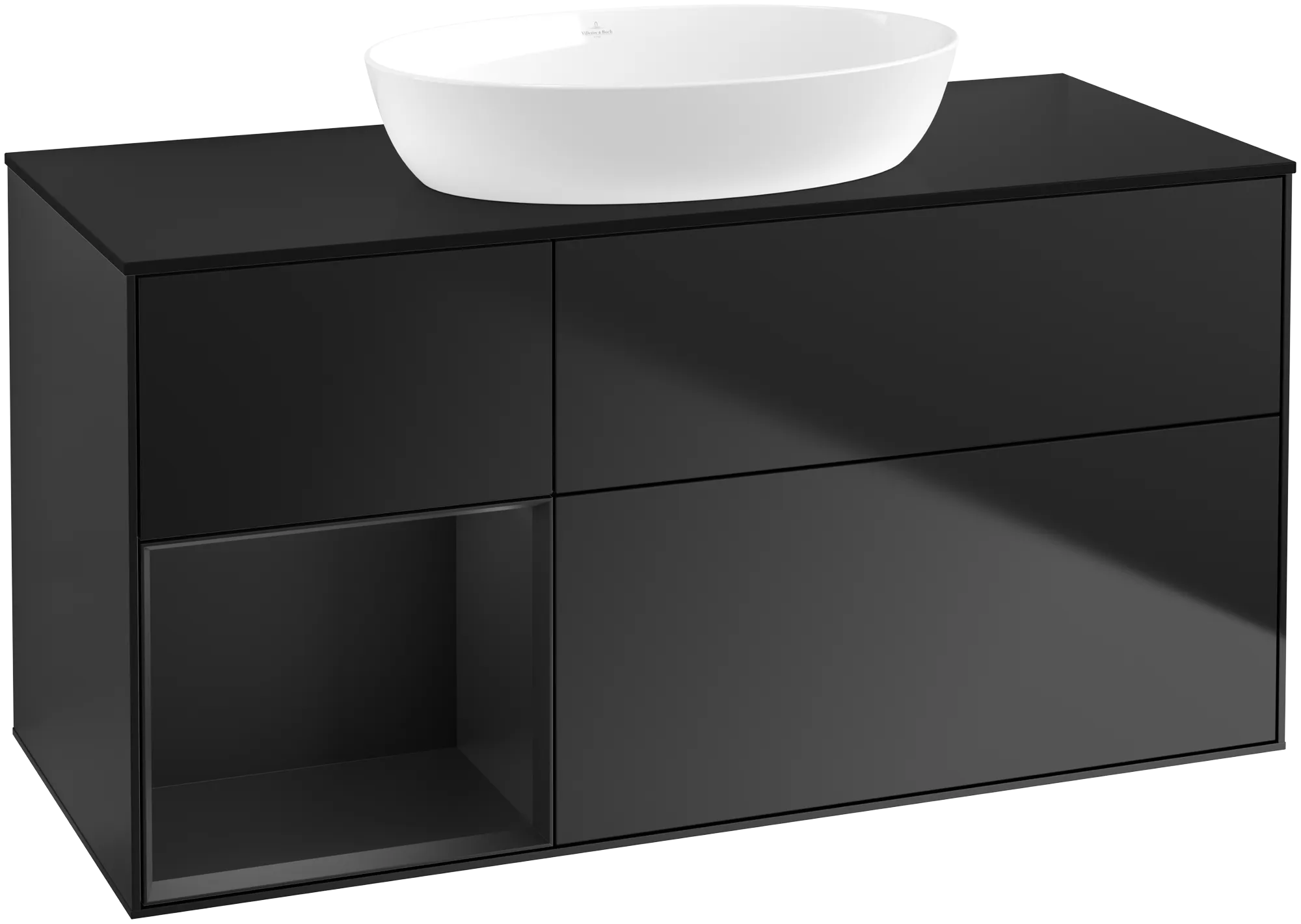 Villeroy & Boch Finion Waschbeckenunterschrank GA6, 1200x603x501mm, Black Matt Lacquer / Glass Black Matt