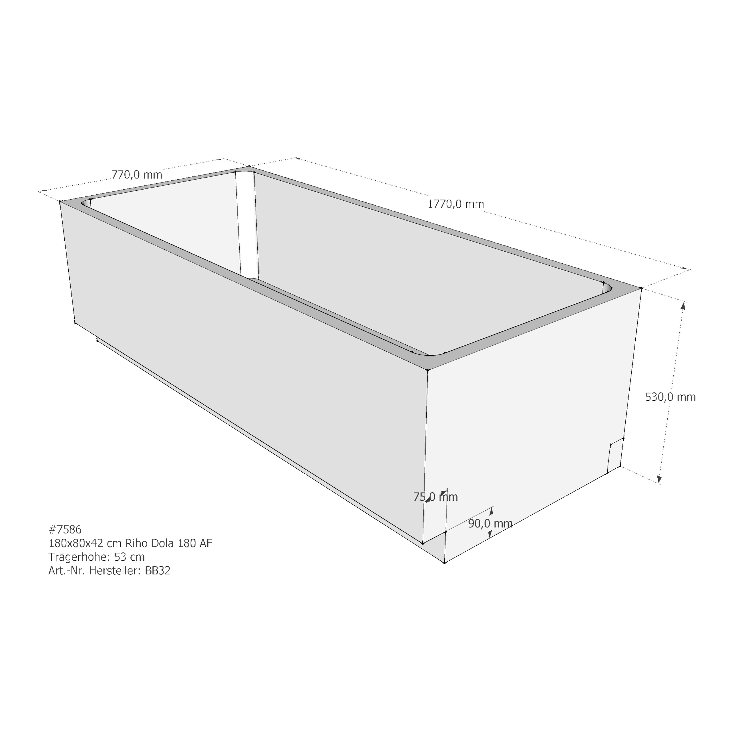 Badewannenträger für Riho Dola 180 × 80 × 42 cm Badewannenträger für Riho Dola 180 × 80 × 42 cm