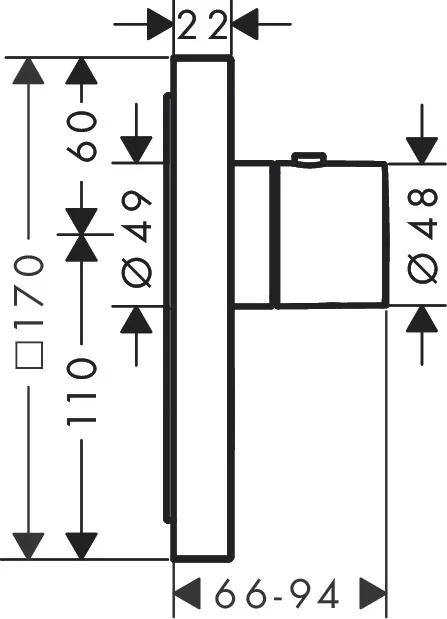 Thermostat UP Axor ShowerSelect Highflow FS 1 Verbraucher quadr.chrom Thermostat UP Axor ShowerSelect Highflow FS 1 Verbraucher quadr.chrom