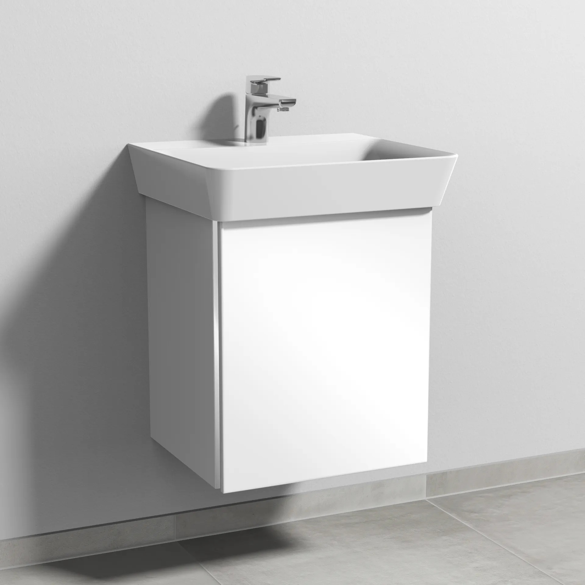 Sanipa Waschtischunterschrank „3way“ passend zu Keramik-Waschtische Connect Air Cube von Ideal Standard 430 × 513 × 392 mm in Weiß (glanz), Anschlag rechts Sanipa Waschtischunterschrank „3way“ passend zu Keramik-Waschtische Connect Air Cube von Ideal Standard 430 × 513 × 392 mm in Weiß (glanz), Anschlag rechts