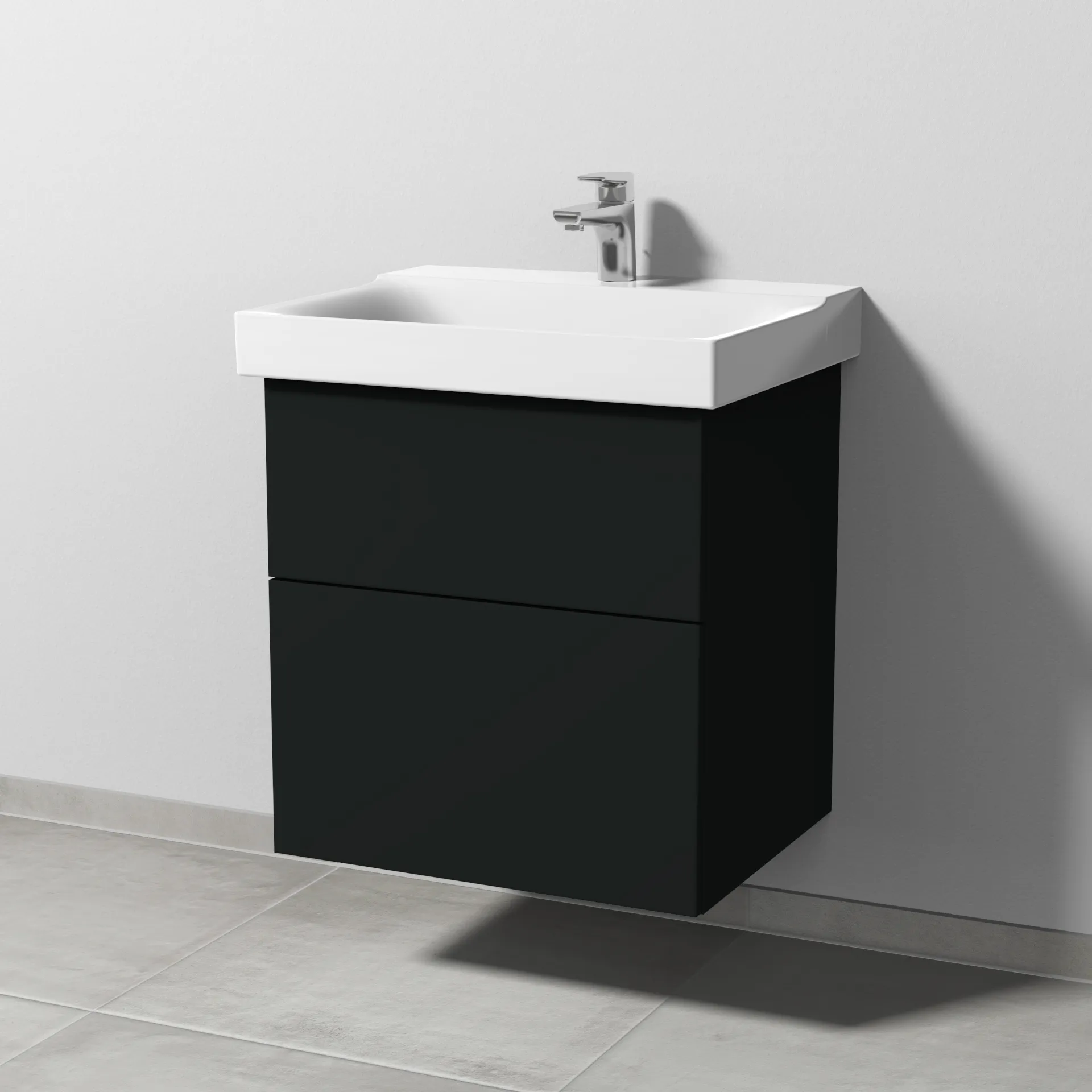 Sanipa Waschtischunterschrank „3way“ 550 × 593 × 452 mm in Vulkan (matt), Becken mittig Sanipa Waschtischunterschrank „3way“ 550 × 593 × 452 mm in Vulkan (matt), Becken mittig