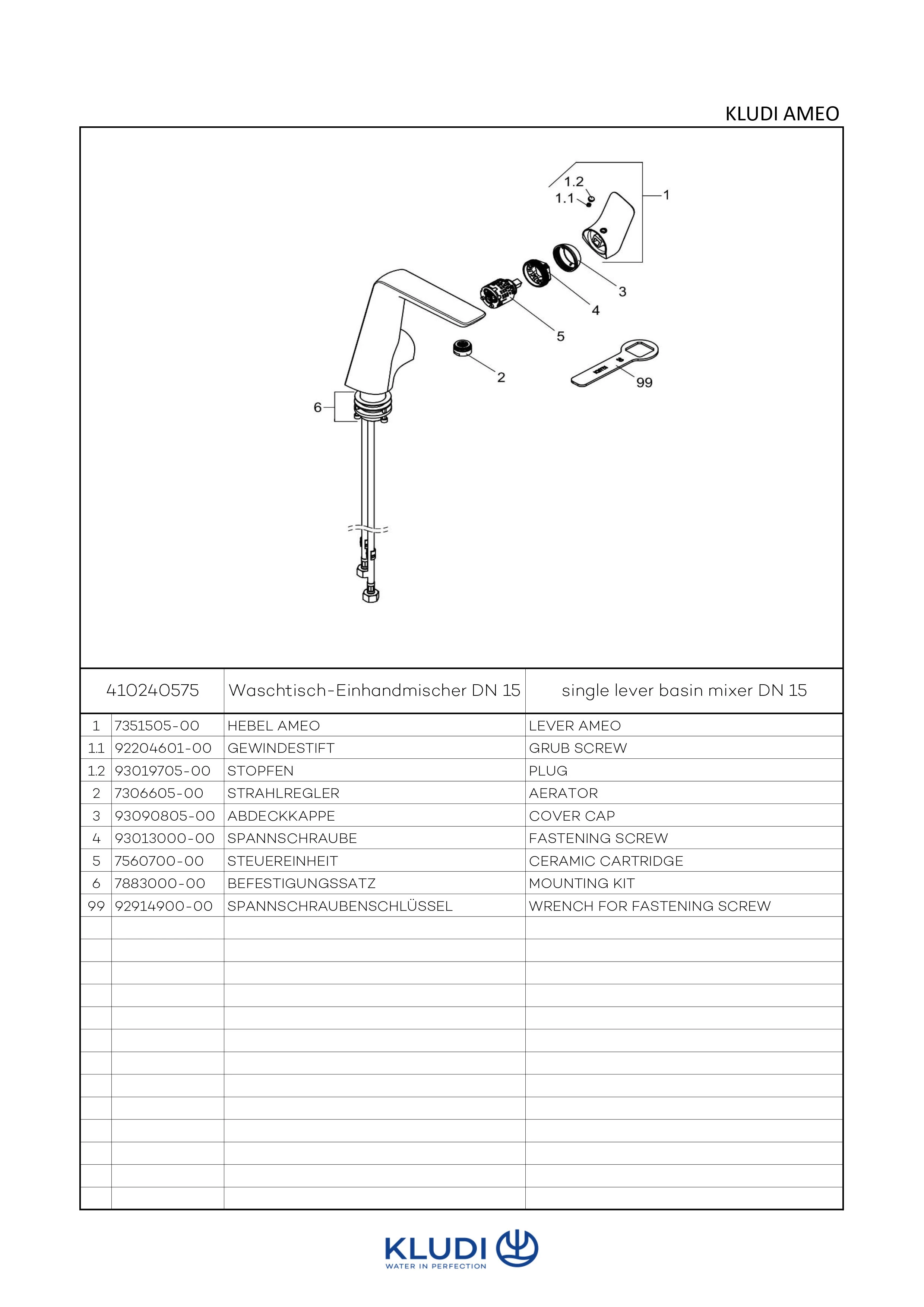 AMEO Waschtisch EHM DN 15 mit seitliche Bedienung chrom - B-Ware, 410240575 Sonderangebot AMEO Waschtisch EHM DN 15 mit seitliche Bedienung chrom - B-Ware, 410240575 Sonderangebot