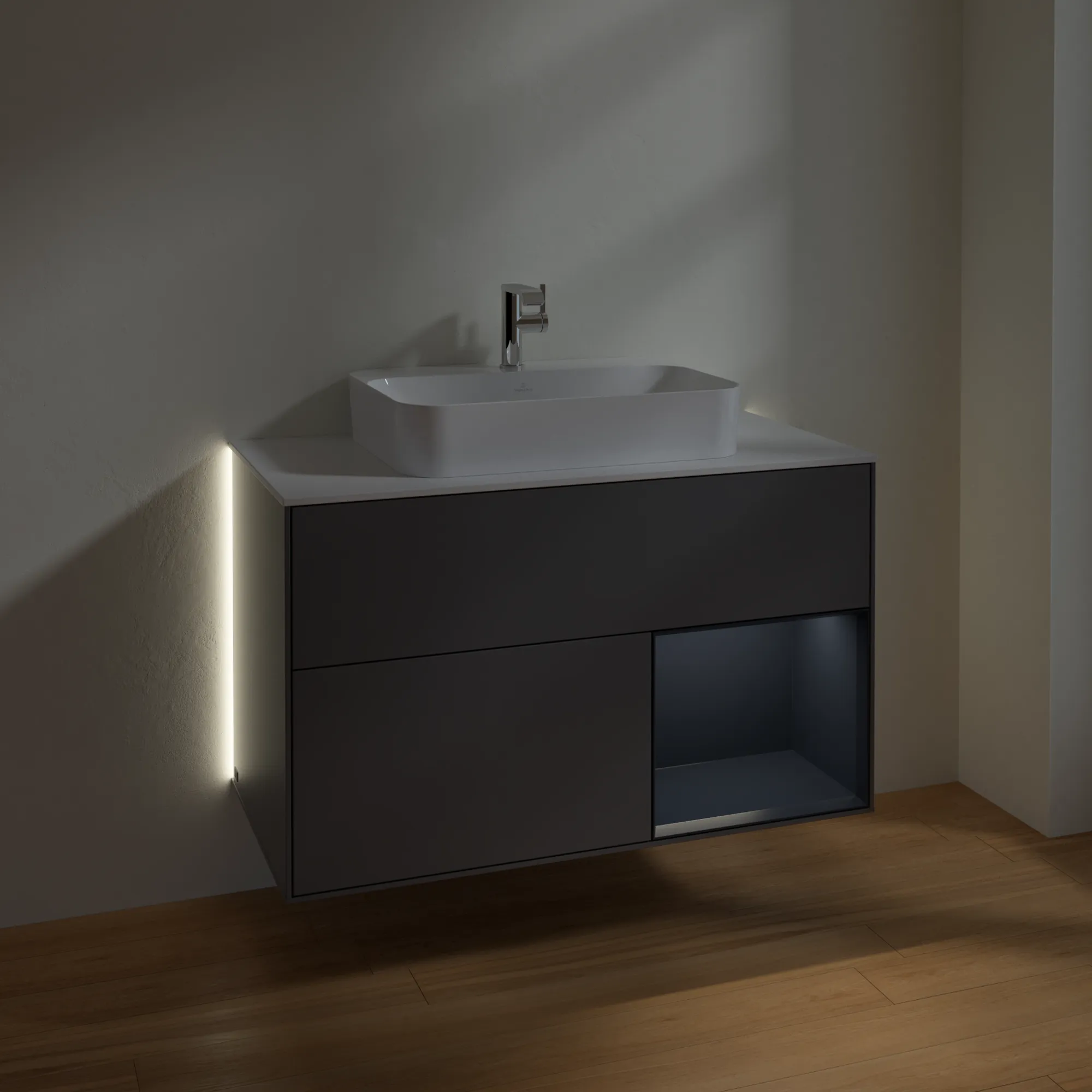 Villeroy & Boch Waschtischunterschrank „Finion“ für Schrankwaschtisch 1000 × 603 × 501 mm Anthracite Matt Lacquer, für Becken mittig