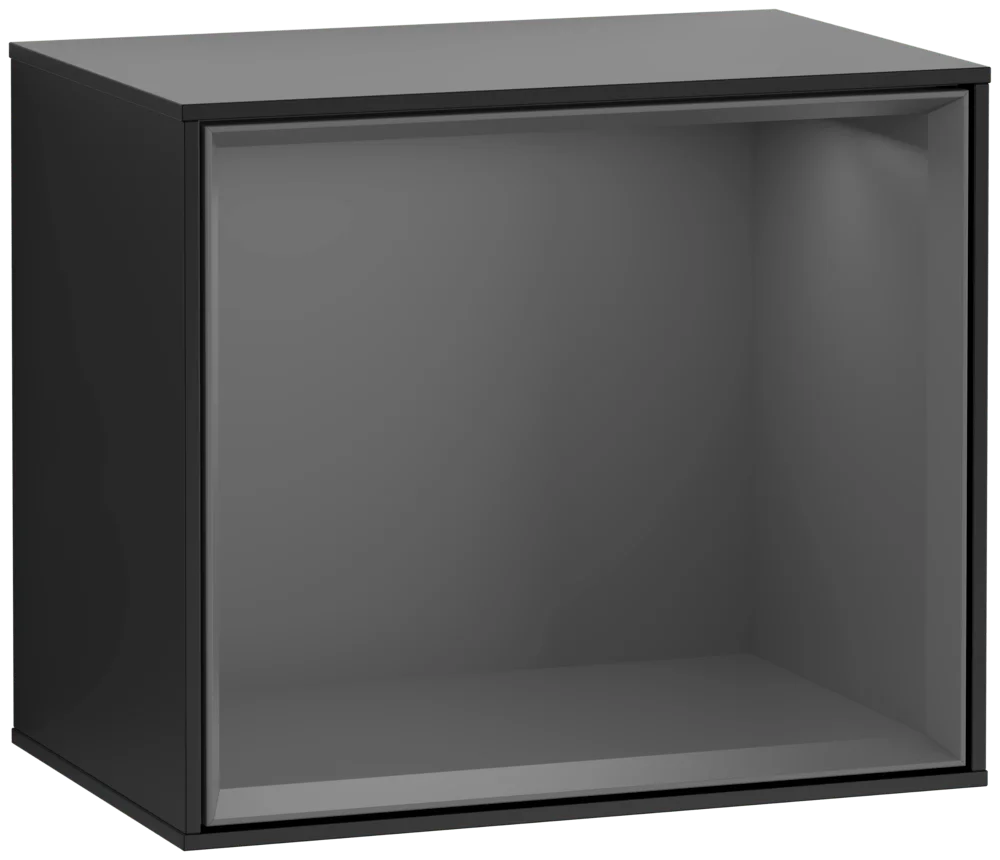 Villeroy & Boch Regalmodul Finion F580GK, 418x356x270 mm, Black Matt Lacquer mit Anthracite Regalelement, stufenlos dimmbare LED-Beleuchtung