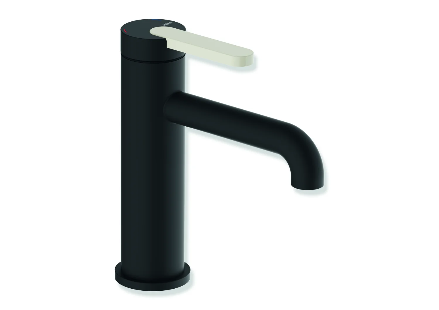 HEWI Einhebel-Waschtischmischer AQ477, System-Armaturen, pulverbeschichtet in Schwarz tiefmatt mit farbigem Griffelement Reinweiß, Höhe 172 mm, Ausladung 130 mm, Durchfluss 5 l/min, Keramikkartusche K-35OP, druckfest bis 35 bar, Geräuscharme Klasse 1 HEWI Einhebel-Waschtischmischer AQ477, System-Armaturen, pulverbeschichtet in Schwarz tiefmatt mit farbigem Griffelement Reinweiß, Höhe 172 mm, Ausladung 130 mm, Durchfluss 5 l/min, Keramikkartusche K-35OP, druckfest bis 35 bar, Geräuscharme Klasse 1