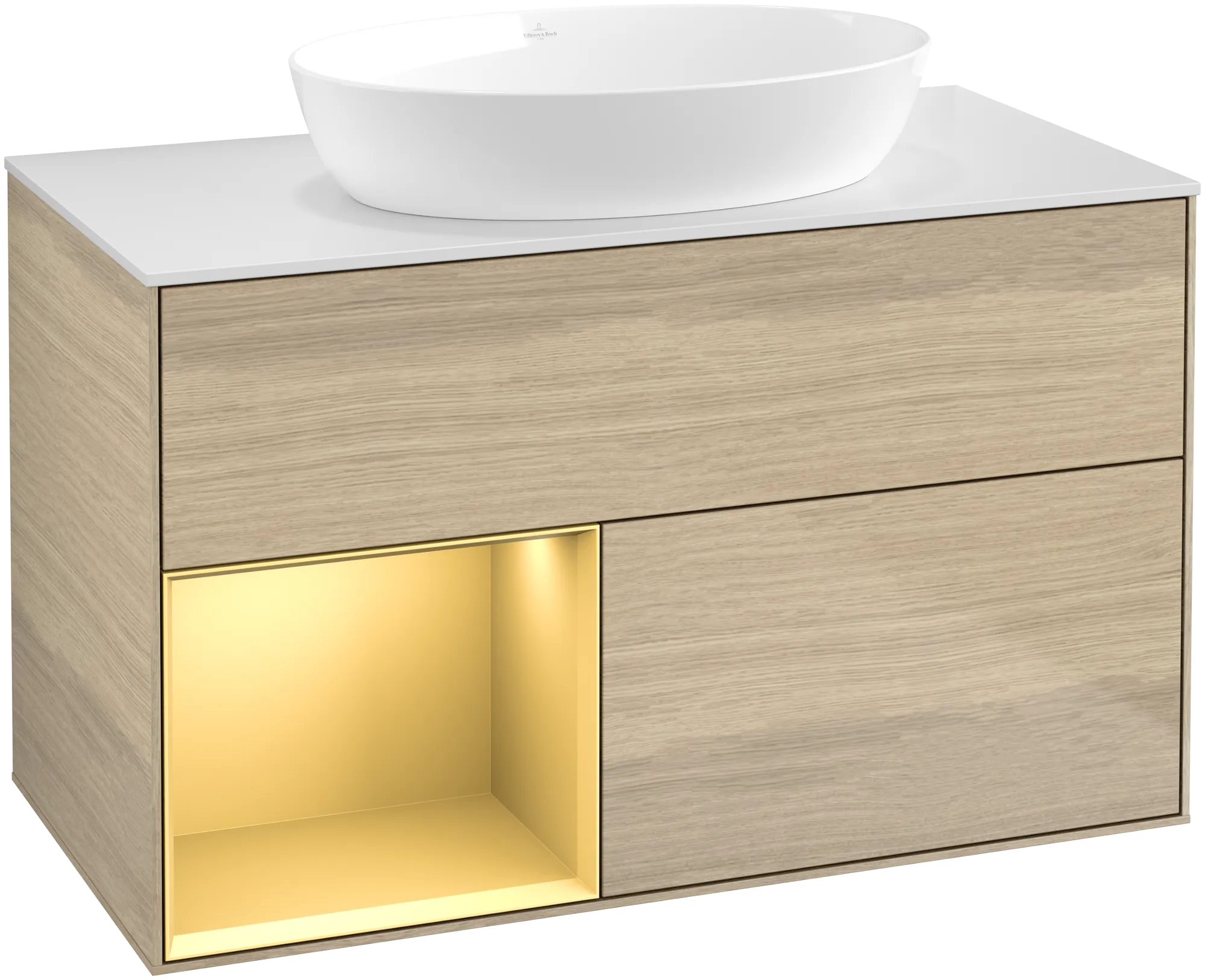 Villeroy & Boch Waschbeckenunterschrank Finion FA1, 1000 x 603 x 501 mm, mit Beleuchtung, 2 Auszüge