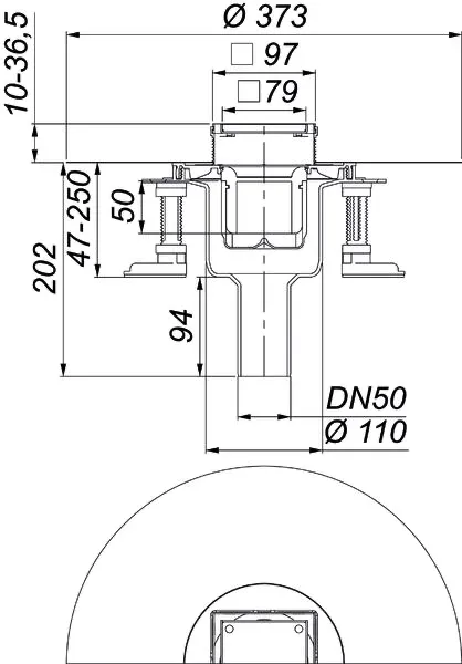 Bodenablauf DallDrain Individ. senkr., DN50/DN100, 100x100mm Bodenablauf DallDrain Individ. senkr., DN50/DN100, 100x100mm