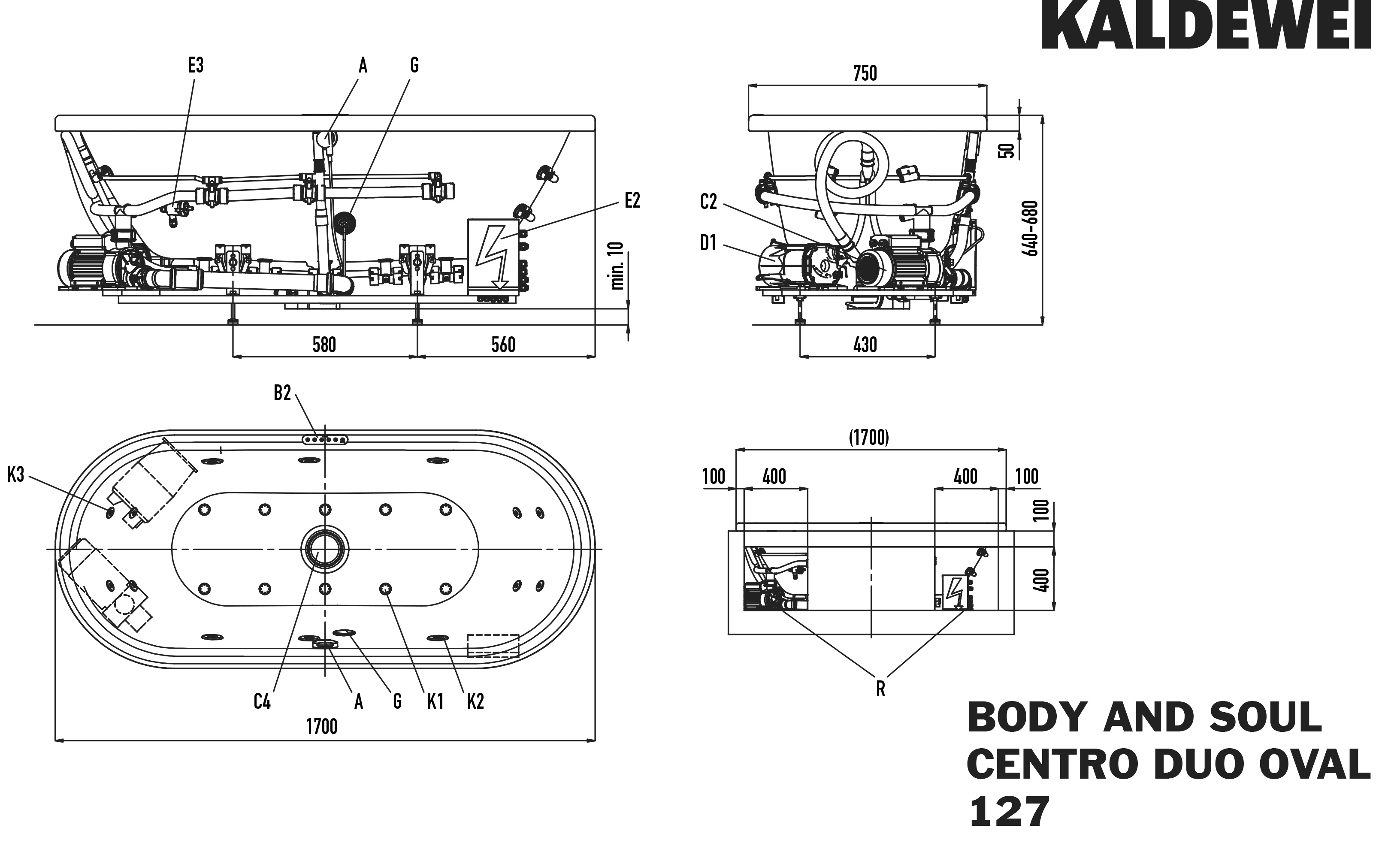 Kaldewei Badewanne „Centro Duo Oval“ oval 170 × 75 cm, mit Überlauf, ohne Wannenträger in cool grey 90 Kaldewei Badewanne „Centro Duo Oval“ oval 170 × 75 cm, mit Überlauf, ohne Wannenträger in cool grey 90