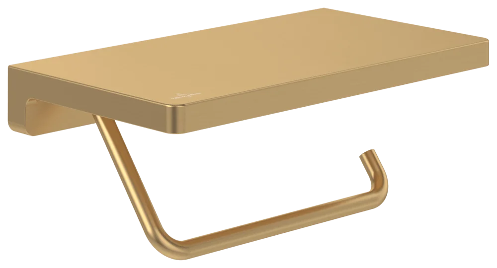 Villeroy & Boch Elements - Striking Toilettenpapierhalter mit Ablage, 200x79x110mm, 76 Brushed Gold Villeroy & Boch Elements - Striking Toilettenpapierhalter mit Ablage, 200x79x110mm, 76 Brushed Gold