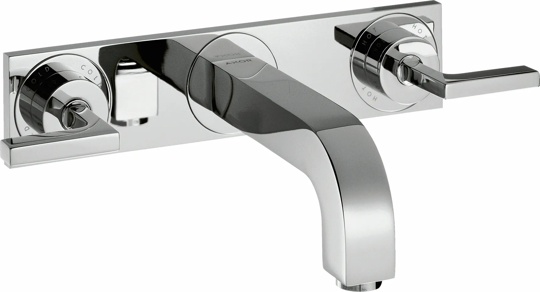 3-Loch Waschtischarm.Axor Citterio Wand F-Set lang chrom m.Platte u.Hebelgr