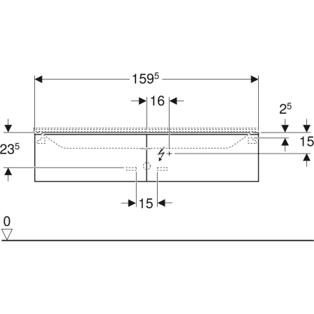 Xeno² Unterschrank für Waschtisch aus Mineralwerkstoff, mit zwei Schubladen: B=159.5cm, H=35cm, T=47.3cm, sculturagrau / Melamin Holzstruktur Xeno² Unterschrank für Waschtisch aus Mineralwerkstoff, mit zwei Schubladen: B=159.5cm, H=35cm, T=47.3cm, sculturagrau / Melamin Holzstruktur