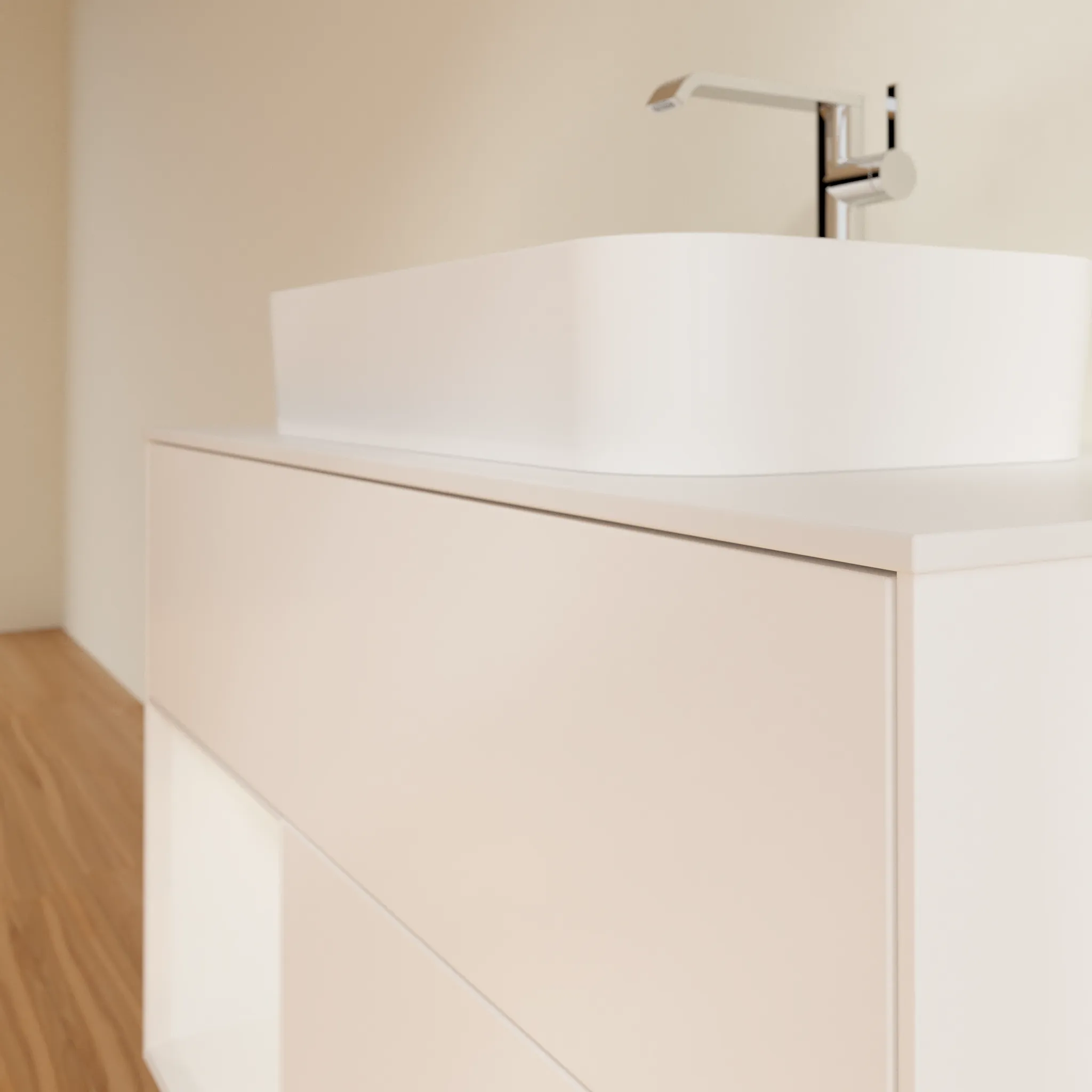 Villeroy & Boch Waschtischunterschrank „Finion“ für Schrankwaschtisch 1000 × 603 × 501 mm White Matt Lacquer, für Becken mittig, mit Hahnlochbohrung