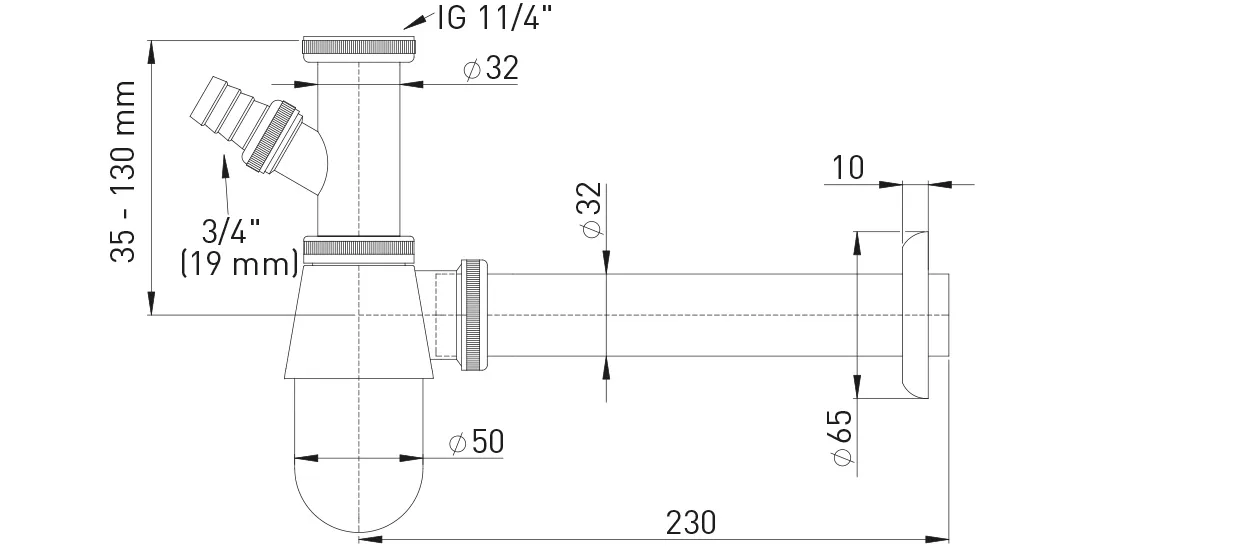 FlaschenSiphon Messing vc. mit integriertem Verstellrohr