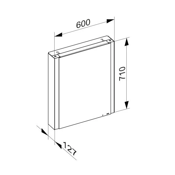 KEUCO Wandvorbau Spiegelschrank „Somaris“ 600 × 710 × 127 mm Anschlag rechts, rechts
