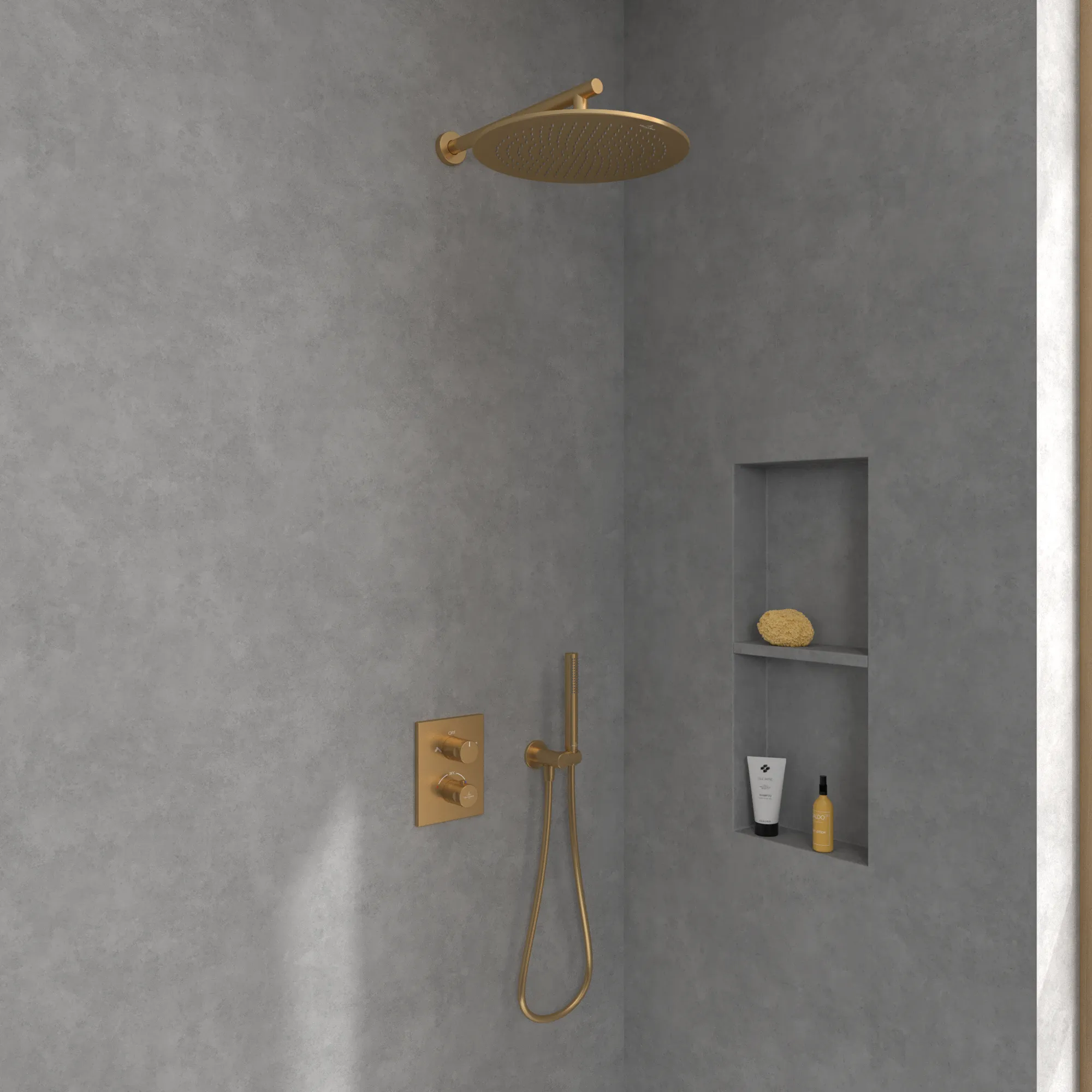 Duschkopf TVC00000300061, rund ⌀ 35 × 6,3 cm in Brushed Gold Duschkopf TVC00000300061, rund ⌀ 35 × 6,3 cm in Brushed Gold