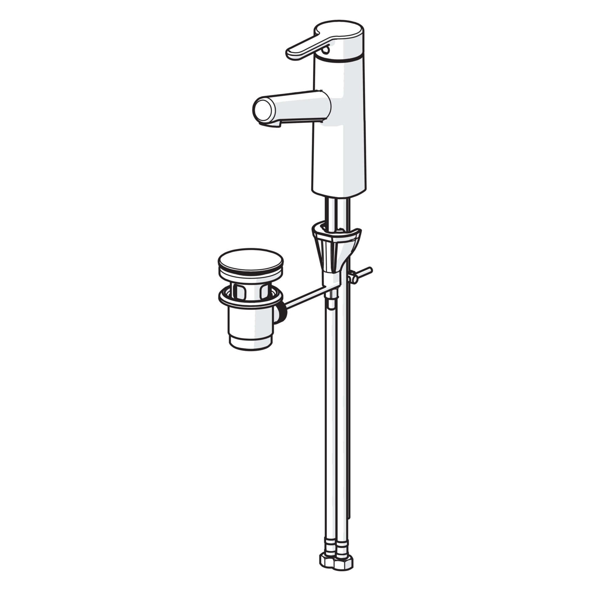 HA Einhebelmischer Waschtischbatterie HANSADESIGNO Style 5171 Zugstangenablaufgarnitur Ausladung 119 mm DN15 Chrom