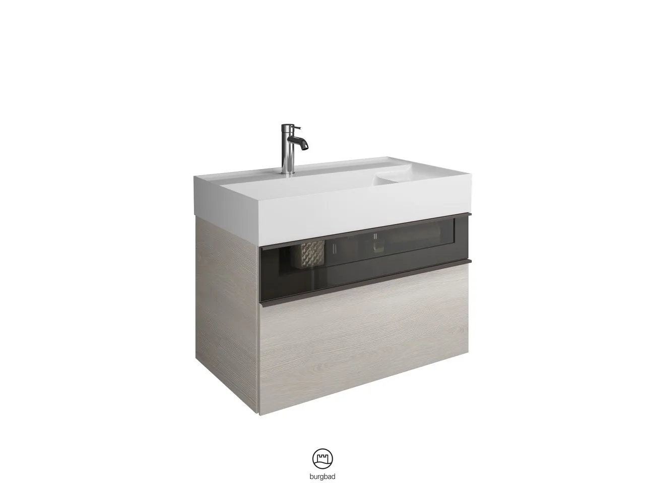burgbad Yumo Mi-Waschtisch inkl. WTU SFKL082, Mineralguss, 470x815x610, PG1 burgbad Yumo Mi-Waschtisch inkl. WTU SFKL082, Mineralguss, 470x815x610, PG1