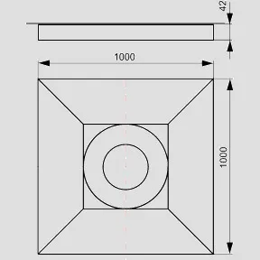 Duschbord für bodengleiche Duschen, Rollstuhl befahrbar 100 × 100 × 4,2 cm