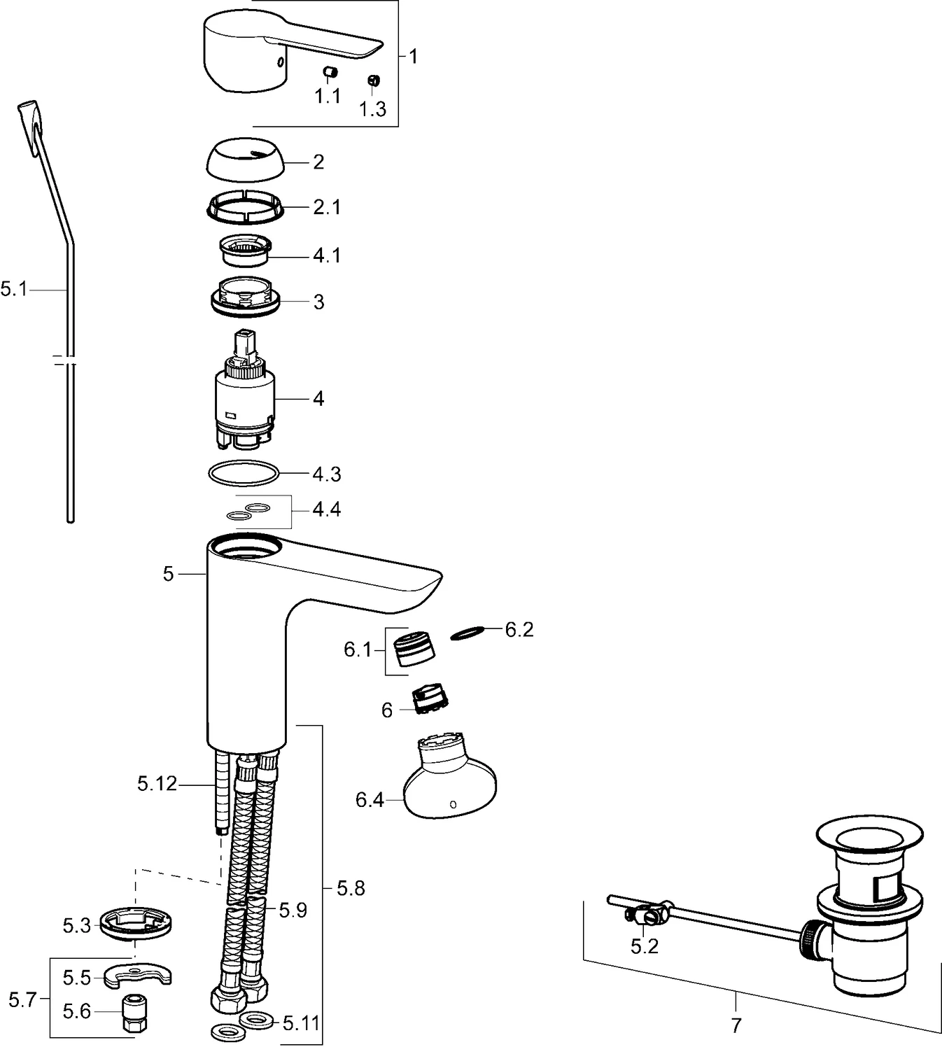 HansaLIGNA Einhebelmischer Waschtischbatterie HansaLIGNA 0609 Chrom