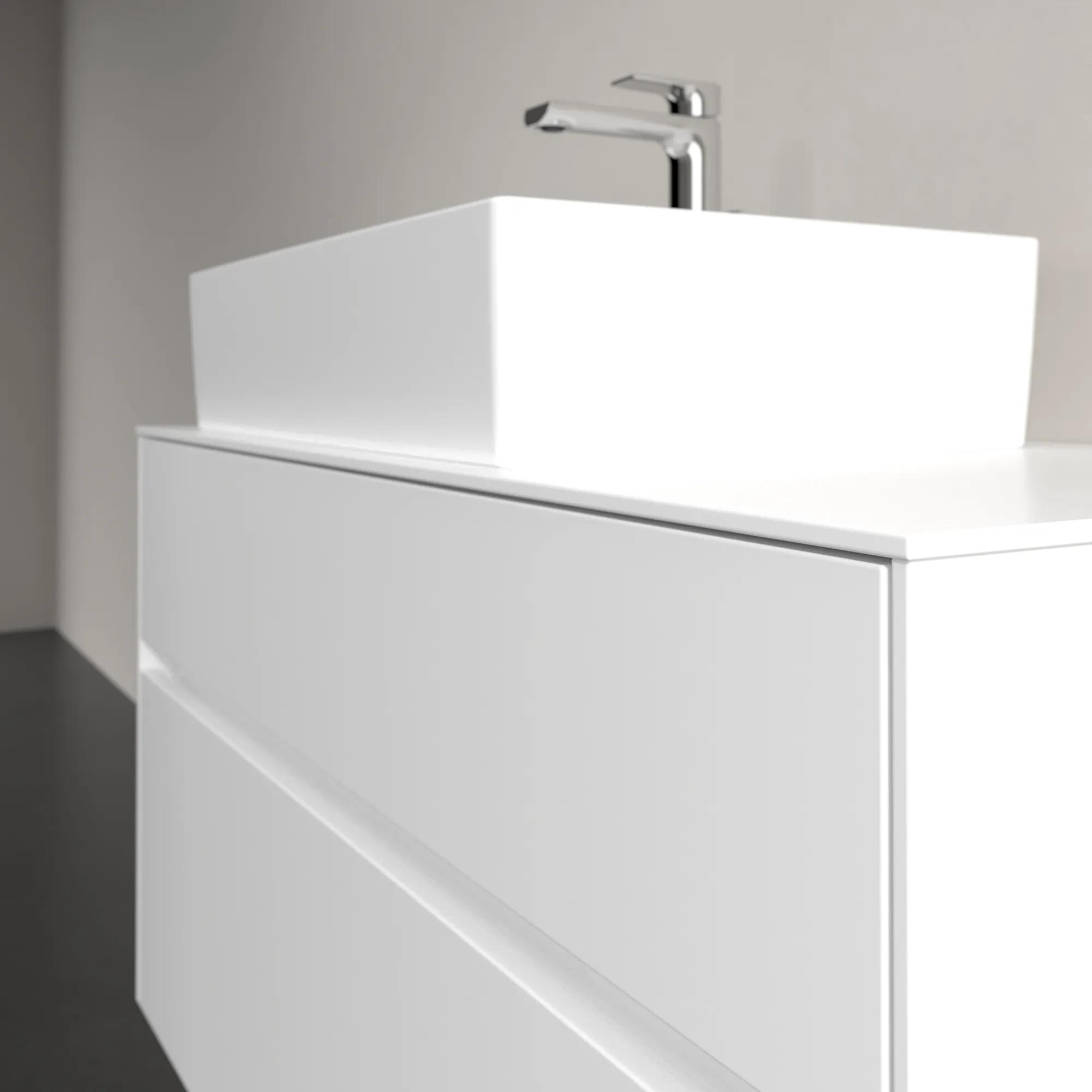 Villeroy & Boch Waschtischunterschrank „Collaro“ 1000 × 548 × 500 mm Weiß Matt, mit Beleuchtung, für Becken links Villeroy & Boch Waschtischunterschrank „Collaro“ 1000 × 548 × 500 mm Weiß Matt, mit Beleuchtung, für Becken links